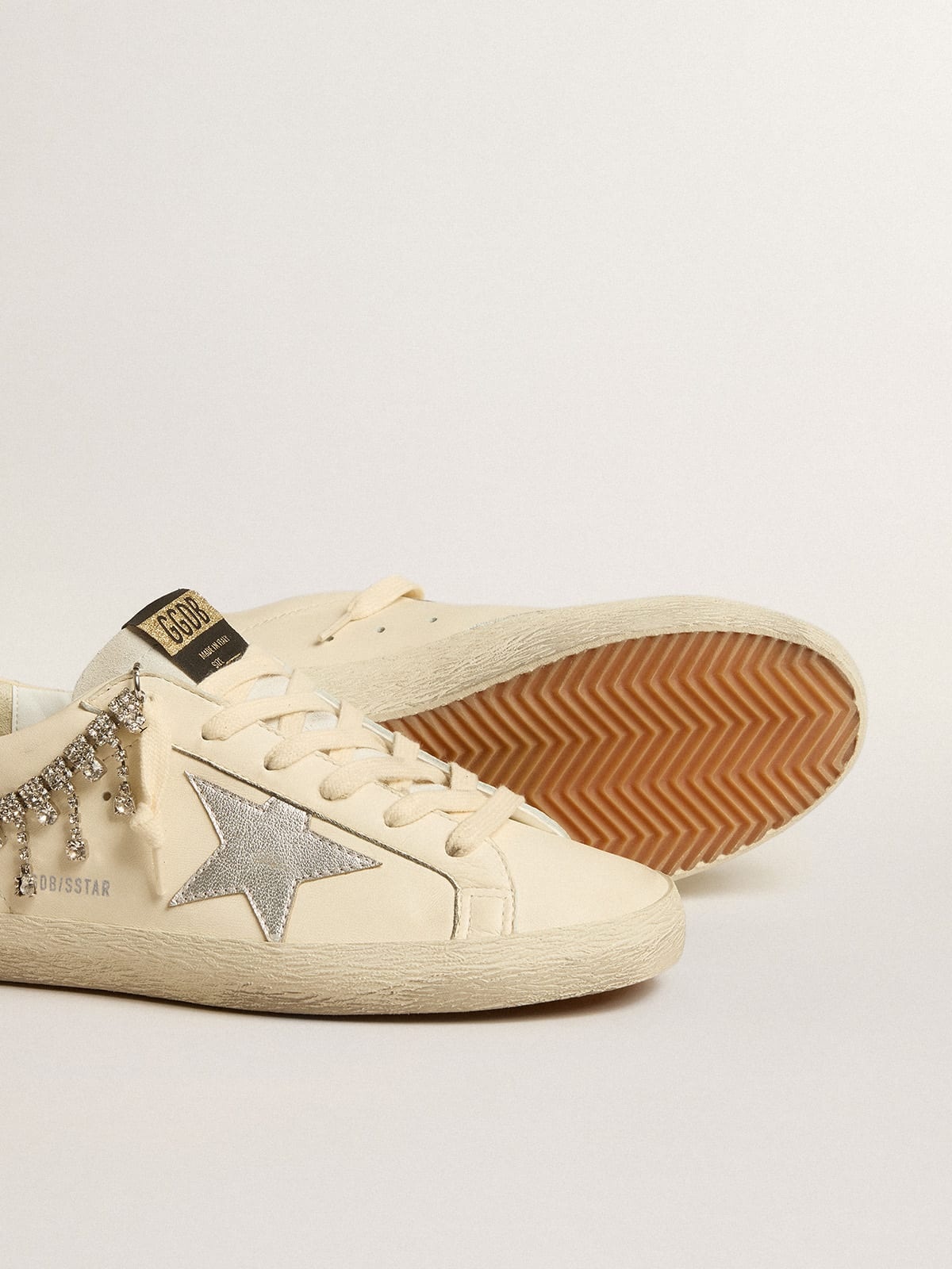 Super-Star LTD in nappa leather with silver metallic leather star and rhinestones - 4