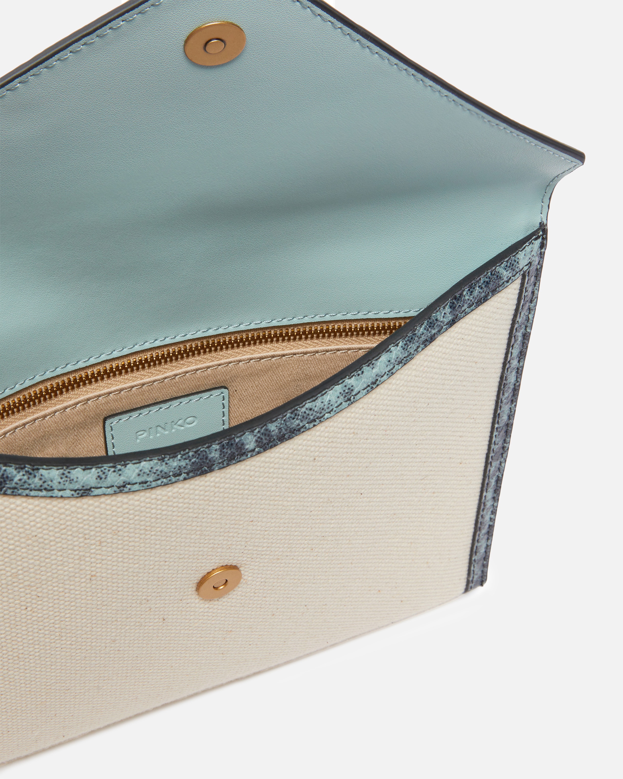 CANVAS HANDBAG WITH PRINTED LEATHER TRIM - 4