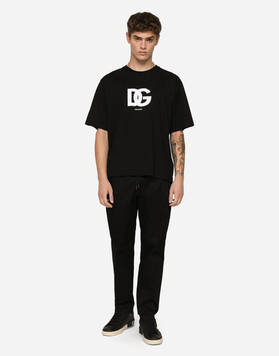 Dolce & Gabbana Stretch cotton jogging pants with plate outlook
