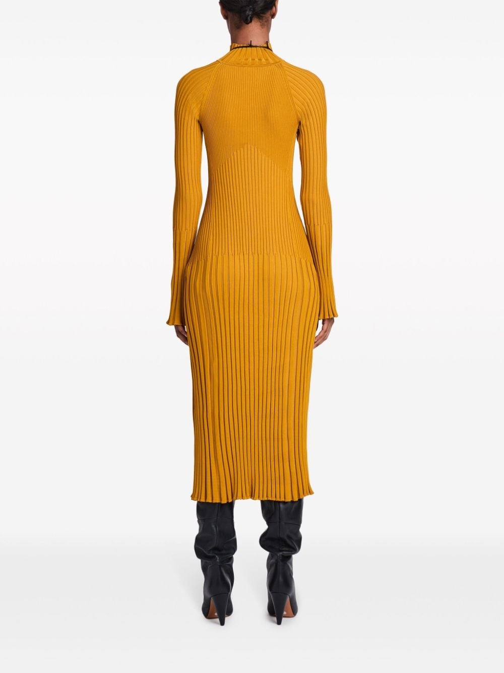 roll-neck ribbed midi dress - 4