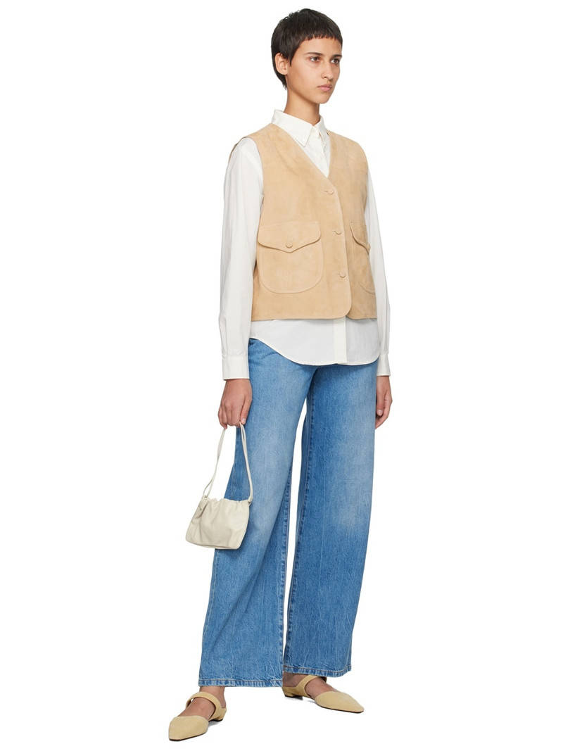 NOTHING WRITTEN Beige Loi Leather Vest outlook