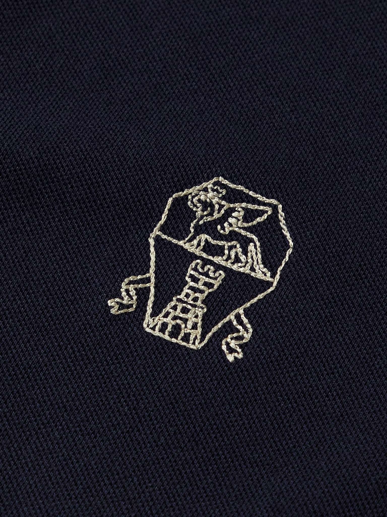 Slim-Fit Logo-Embroidered Cotton-Piqué Polo Shirt - 3