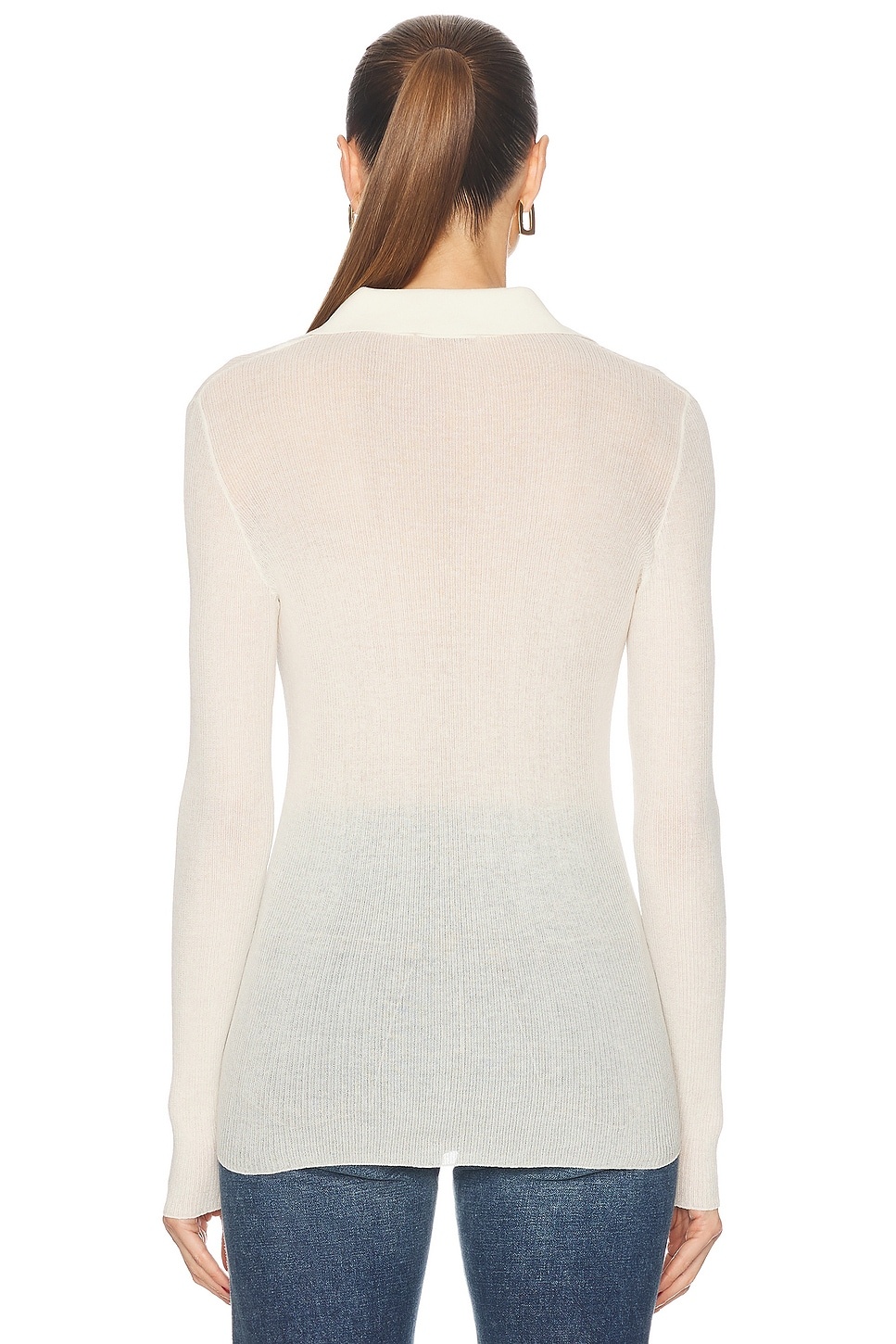 Long Sleeve Sheer Polo Top - 3