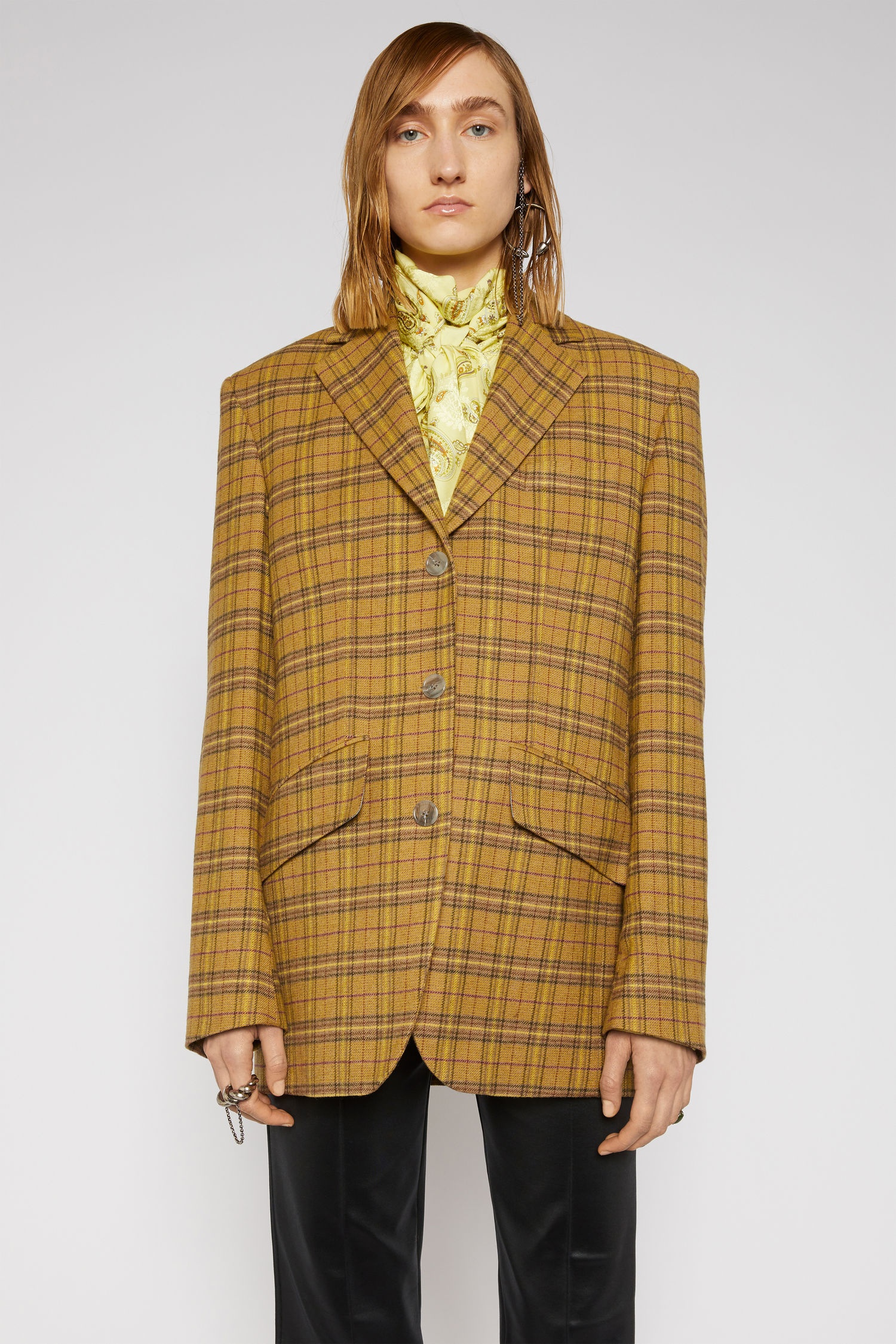 Checked suit jacket yellow/beige - 5