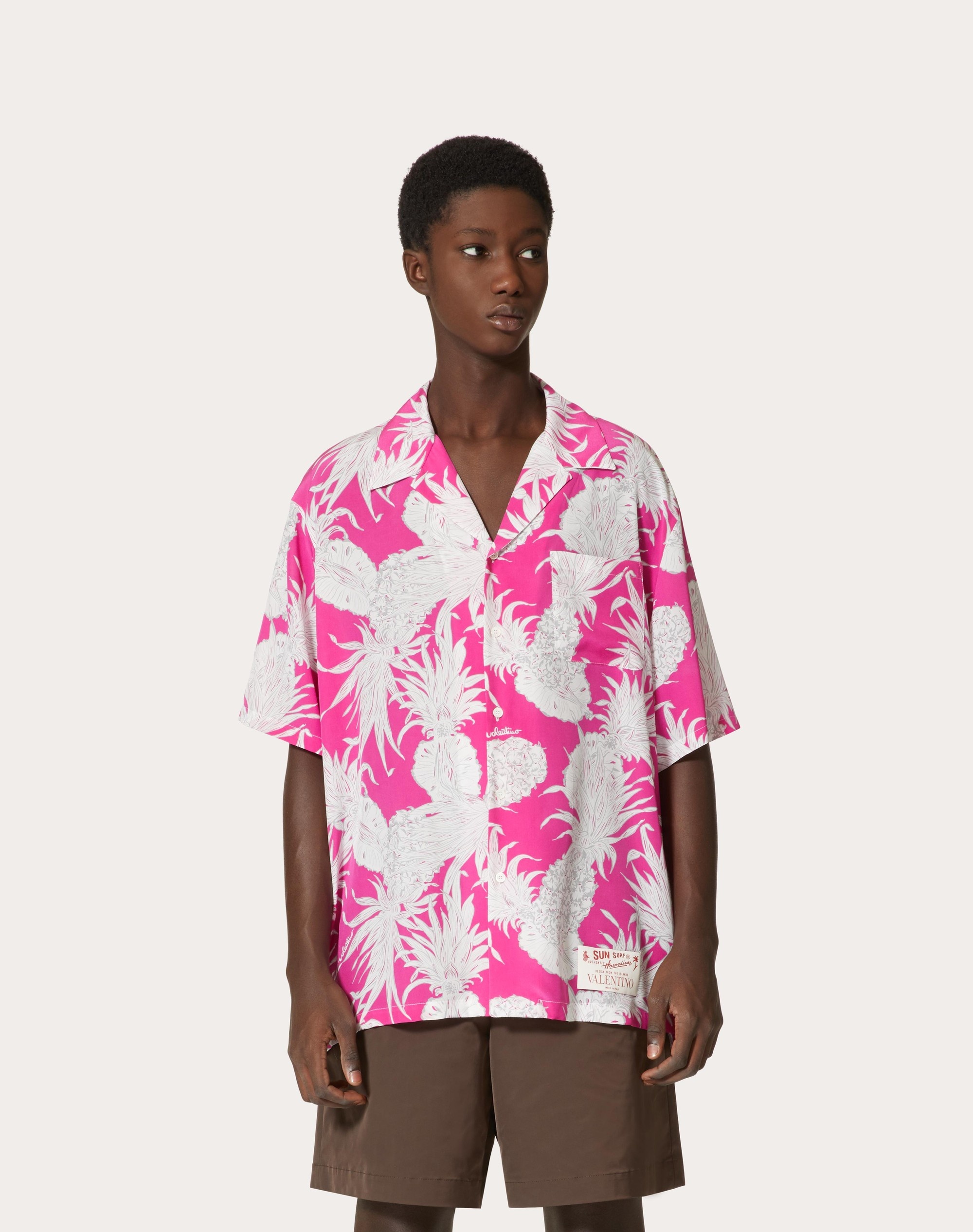 SILK BOWLING SHIRT IN PINEAPPLE PRINT - 3