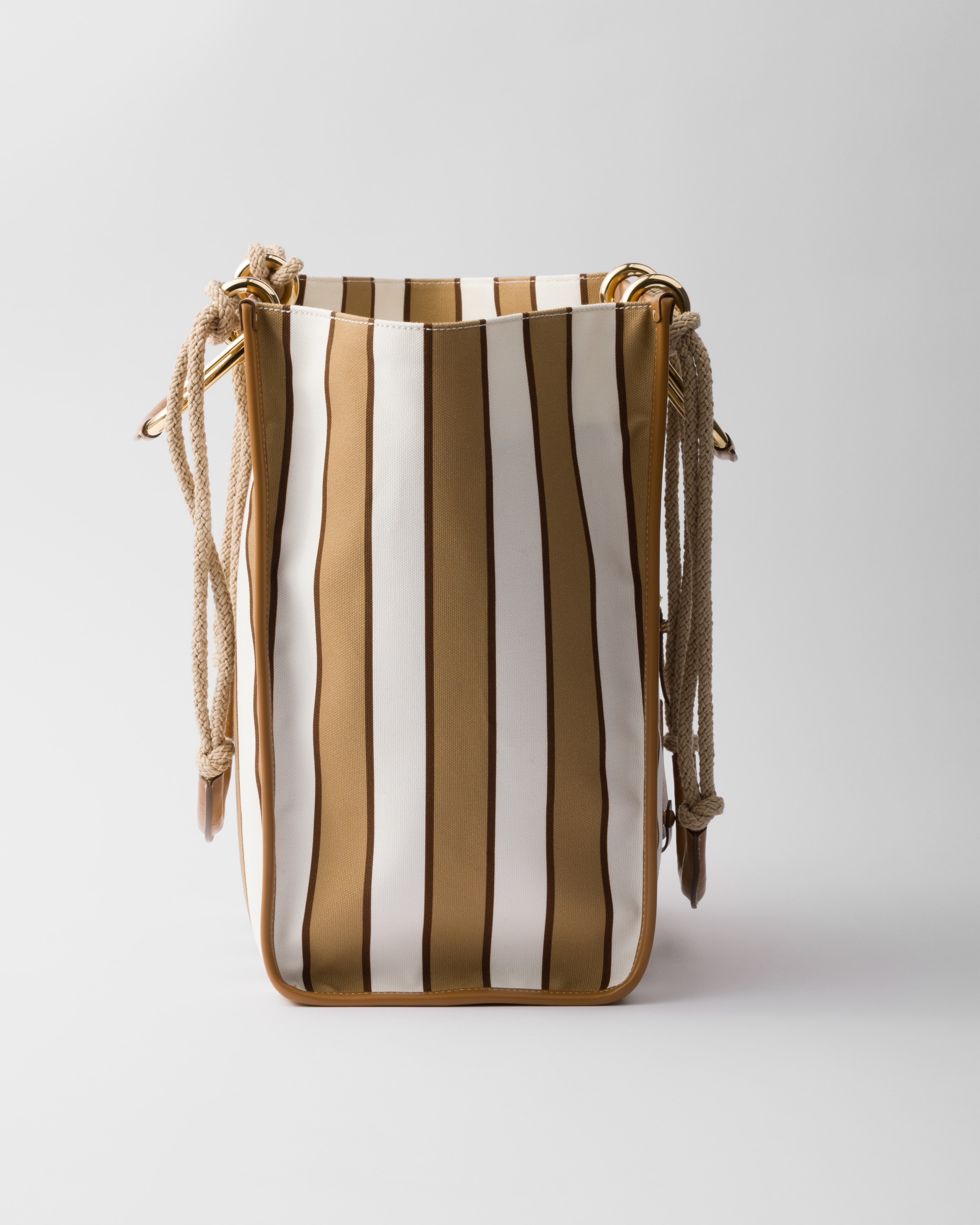 Large printed canvas and leather tote bag - 6