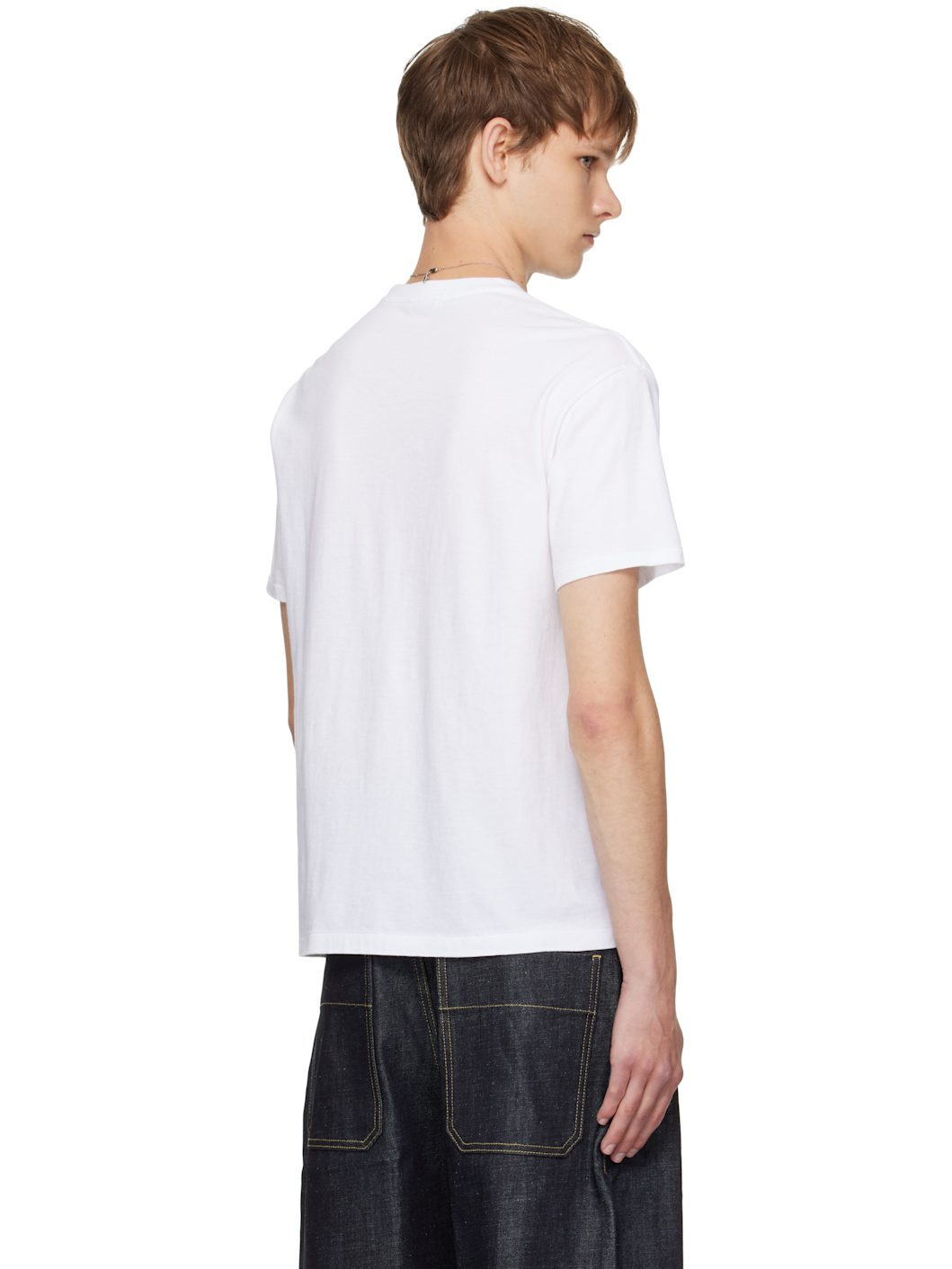 White Seamless Crew Neck T-shirt - 3