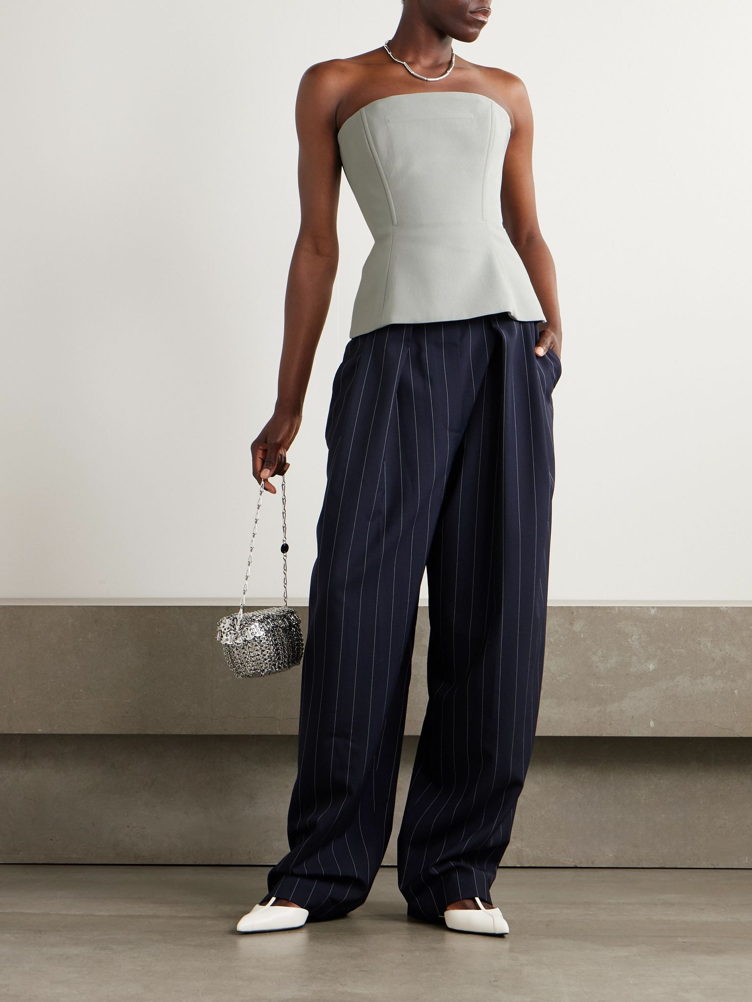 Strapless twill bustier top Gray - 2
