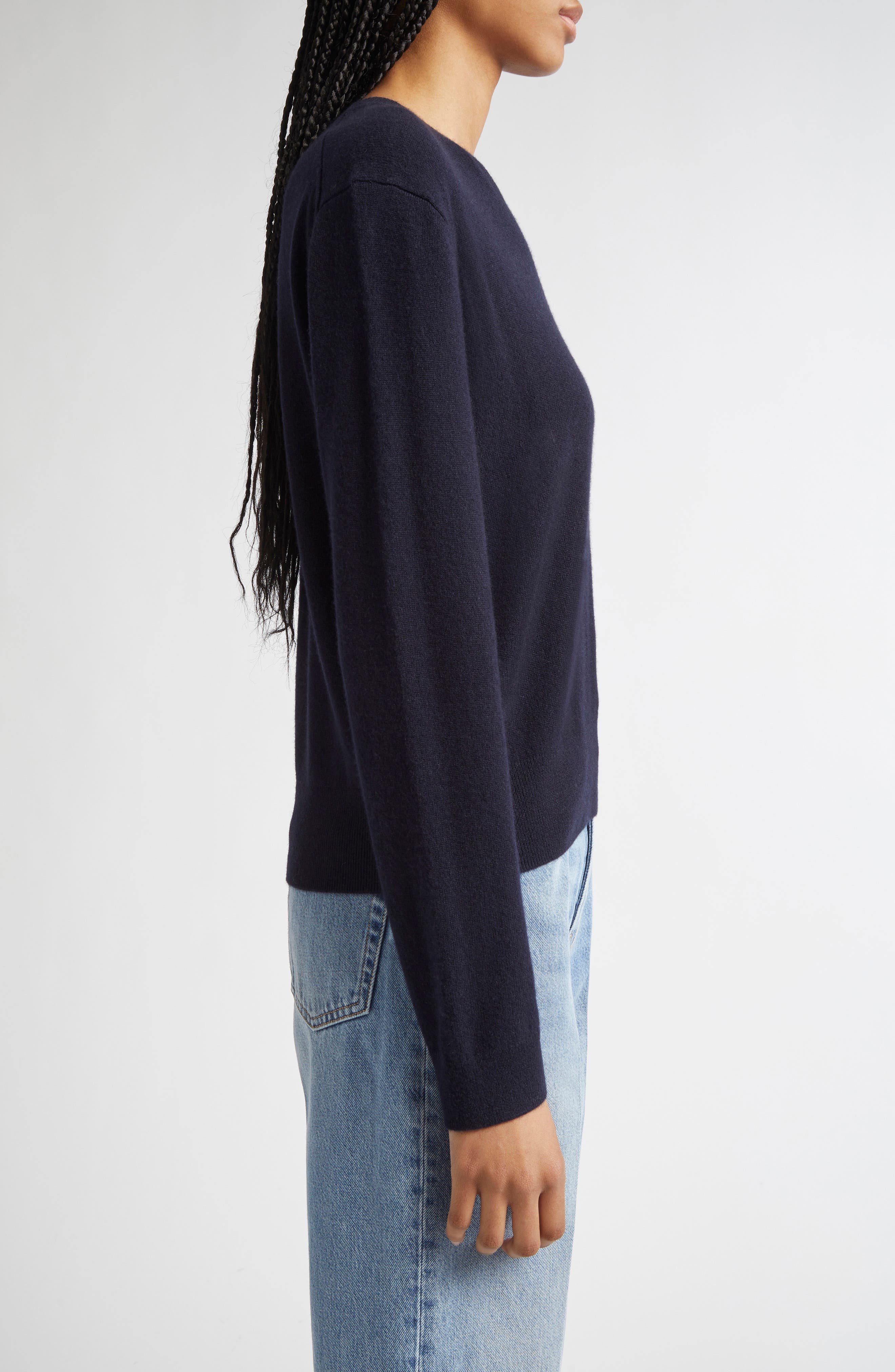 TOTEME Classic V-Neck Cashmere Sweater in Navy at Nordstrom - 4