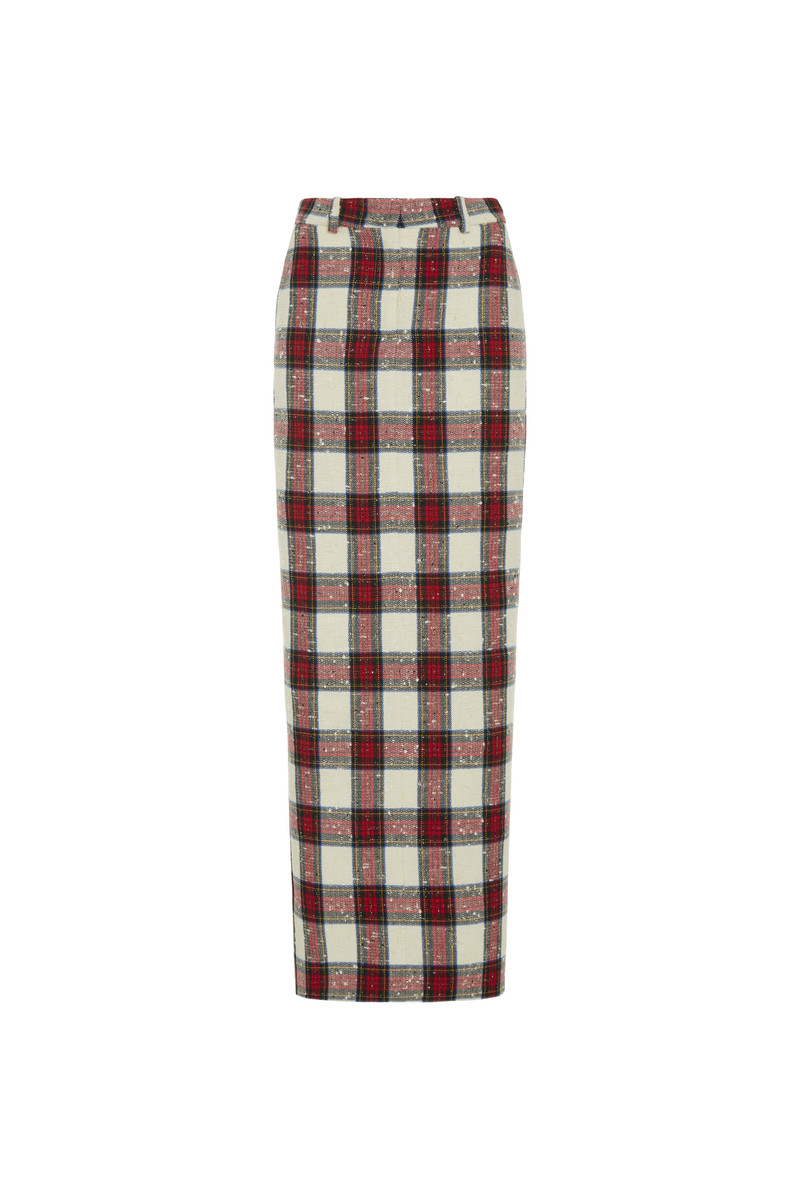 CHECKED LUREX WOOL LONG SKIRT 1