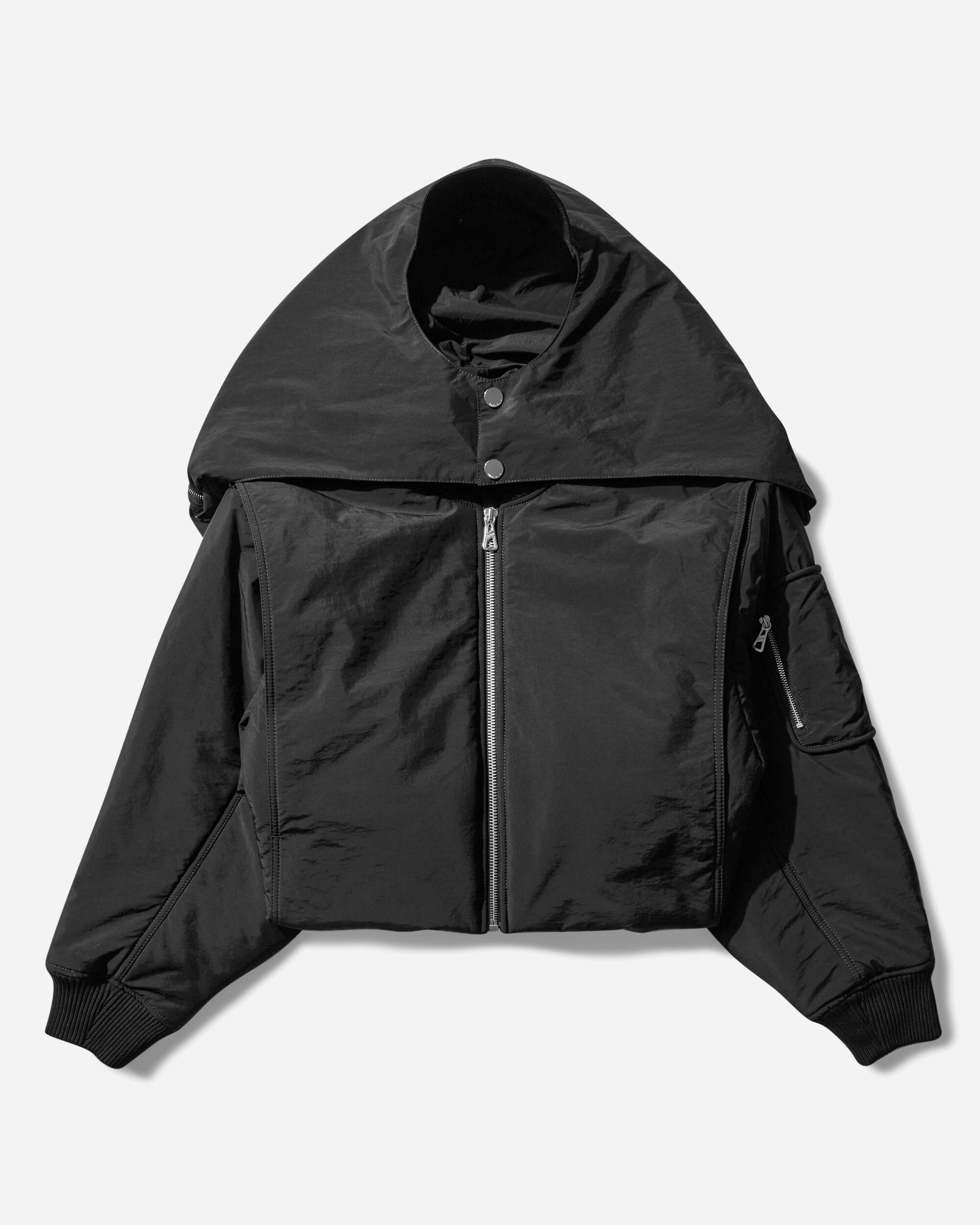 Women's Hooded Bomber Jacket Black - 3