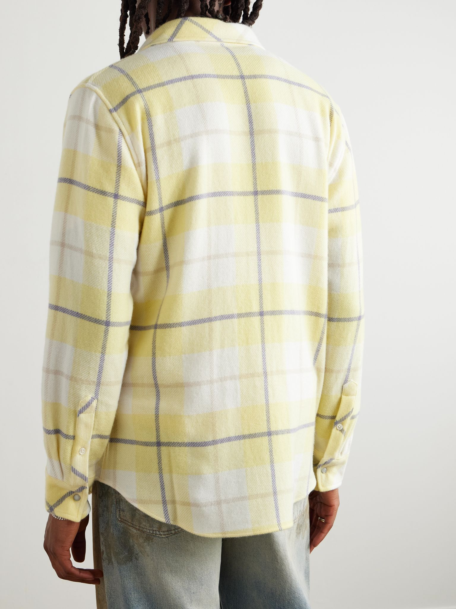 Dreamer Checked Cashmere Shirt Yellow - 4