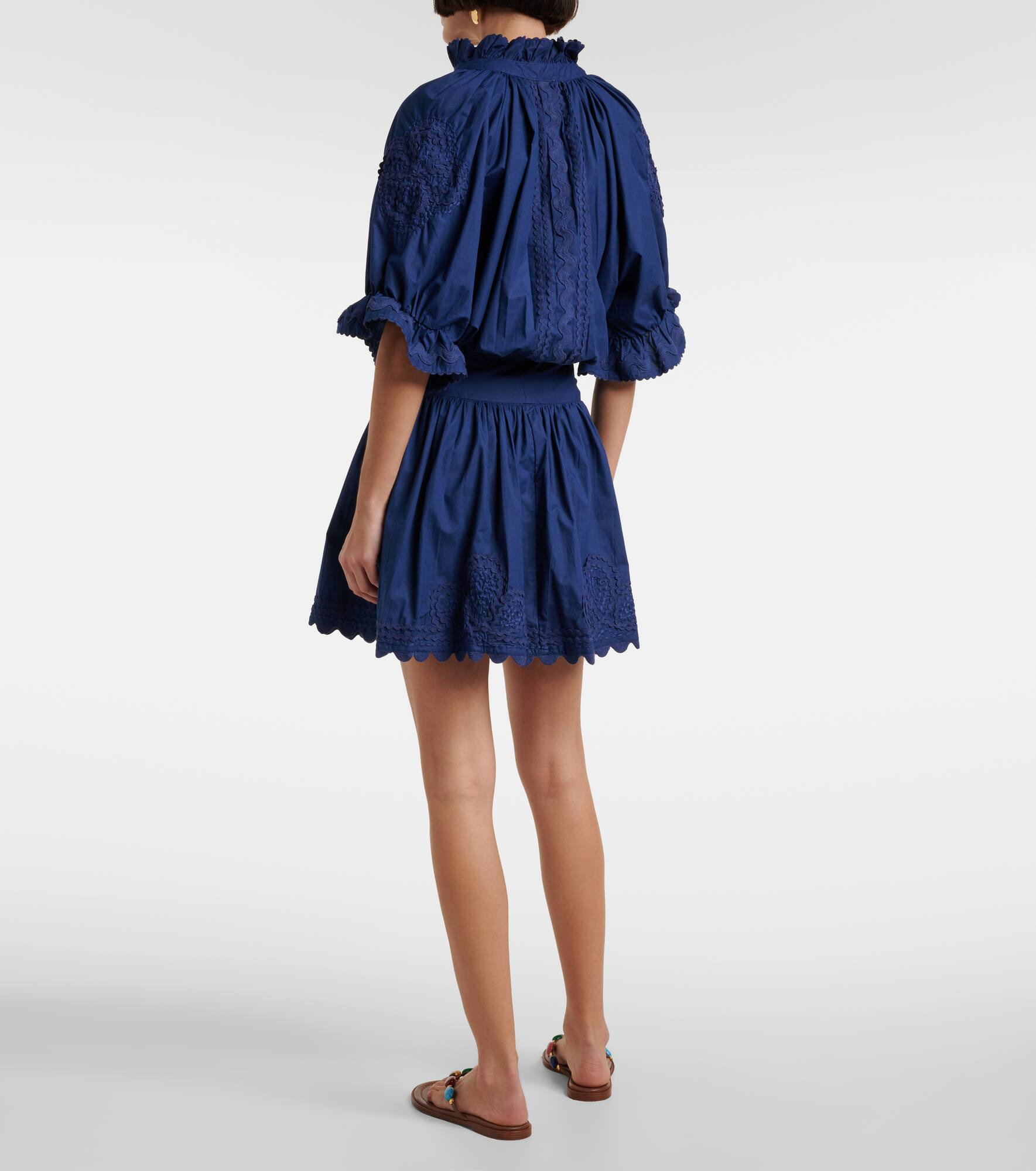 Embroidered cotton poplin minidress - 3
