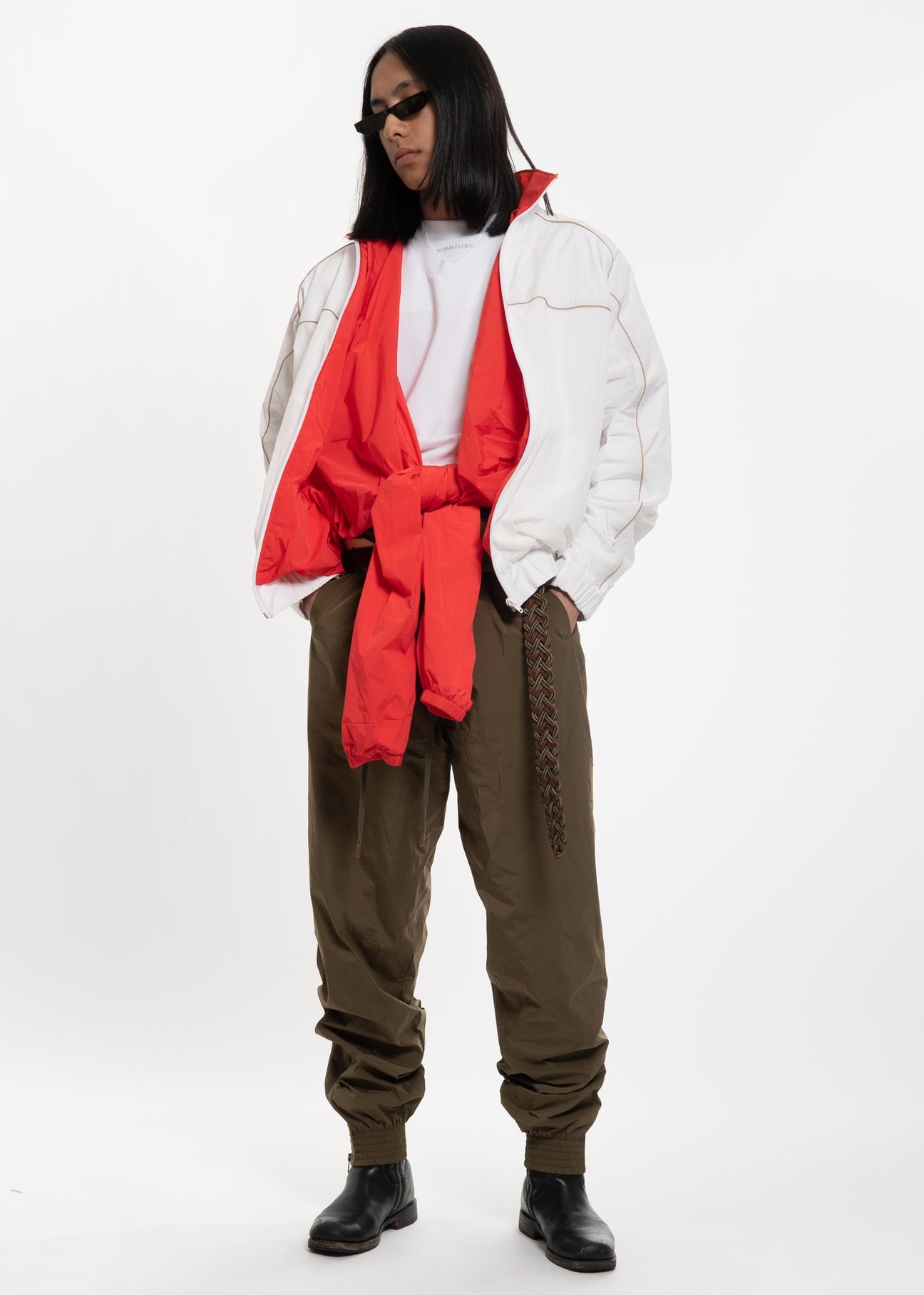 White and Red Layered Track Jacket - 6