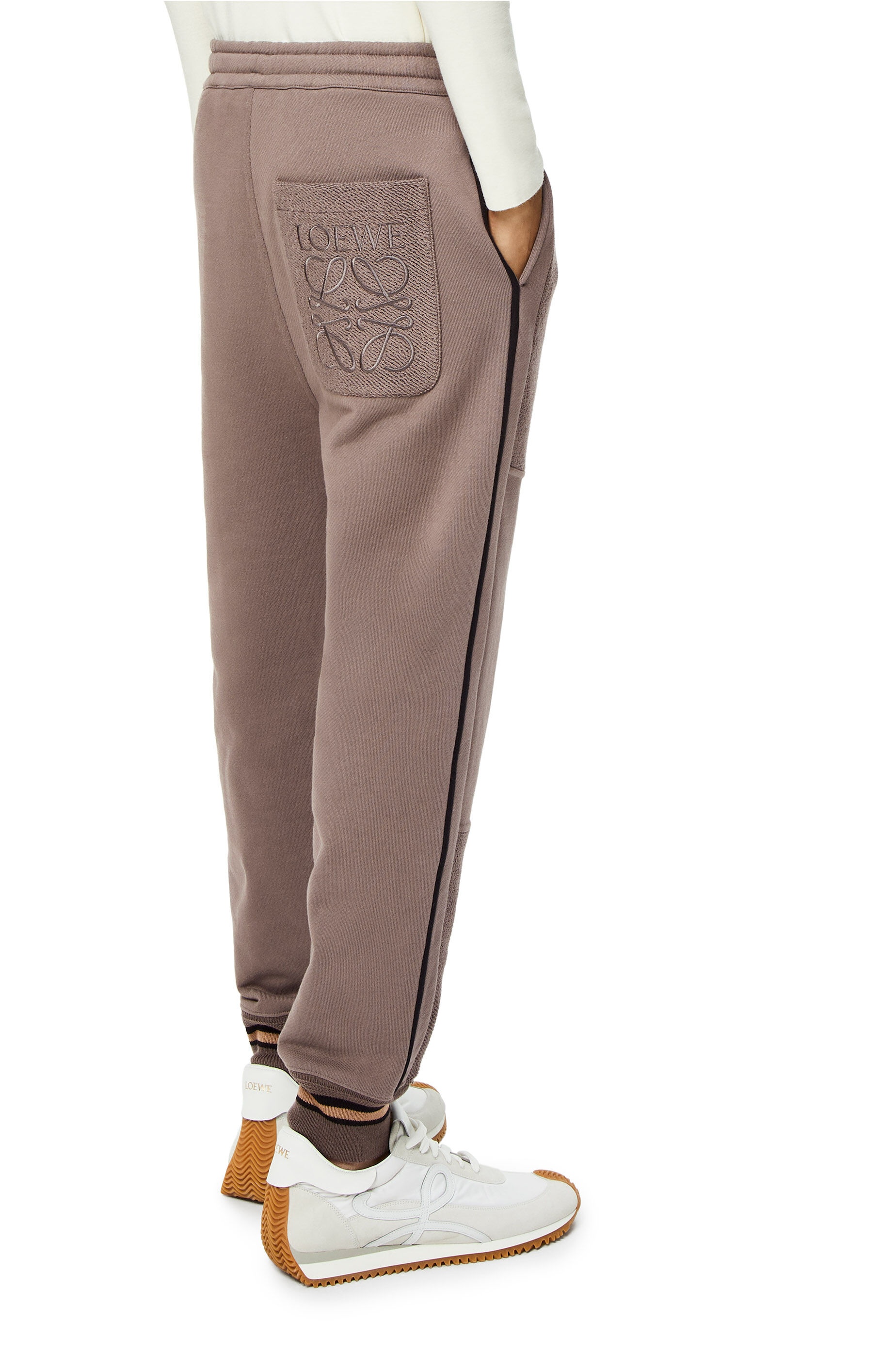 Contrasting rib jogging trousers in cotton - 4