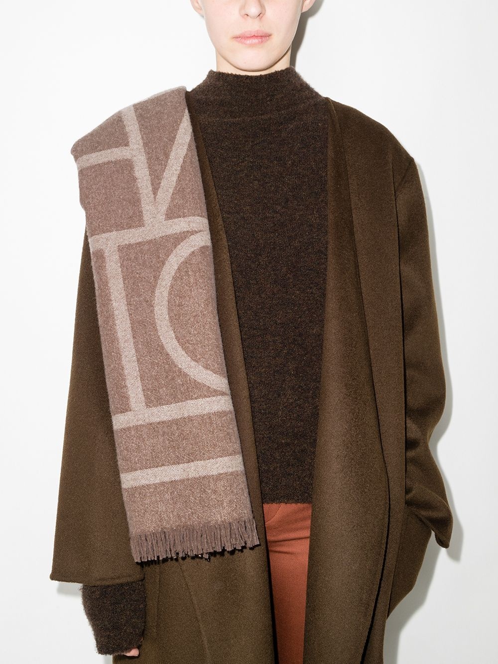 Monogram wool and cashmere blend scarf - 4