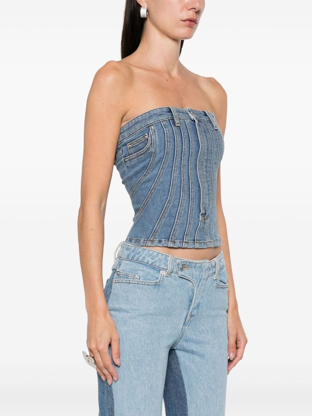 spiral denim bustier - 3