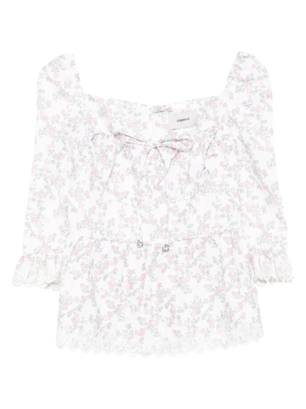 floral-print ruffled top - 1