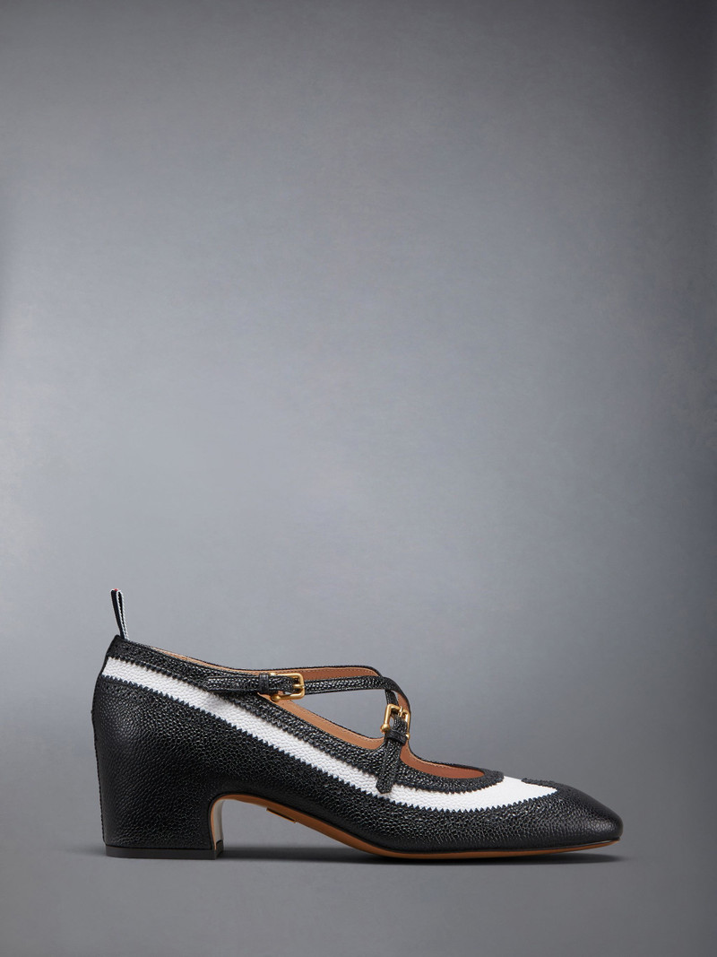 Pebble Grain 40mm Block Heel Criss Cross Thom John 1