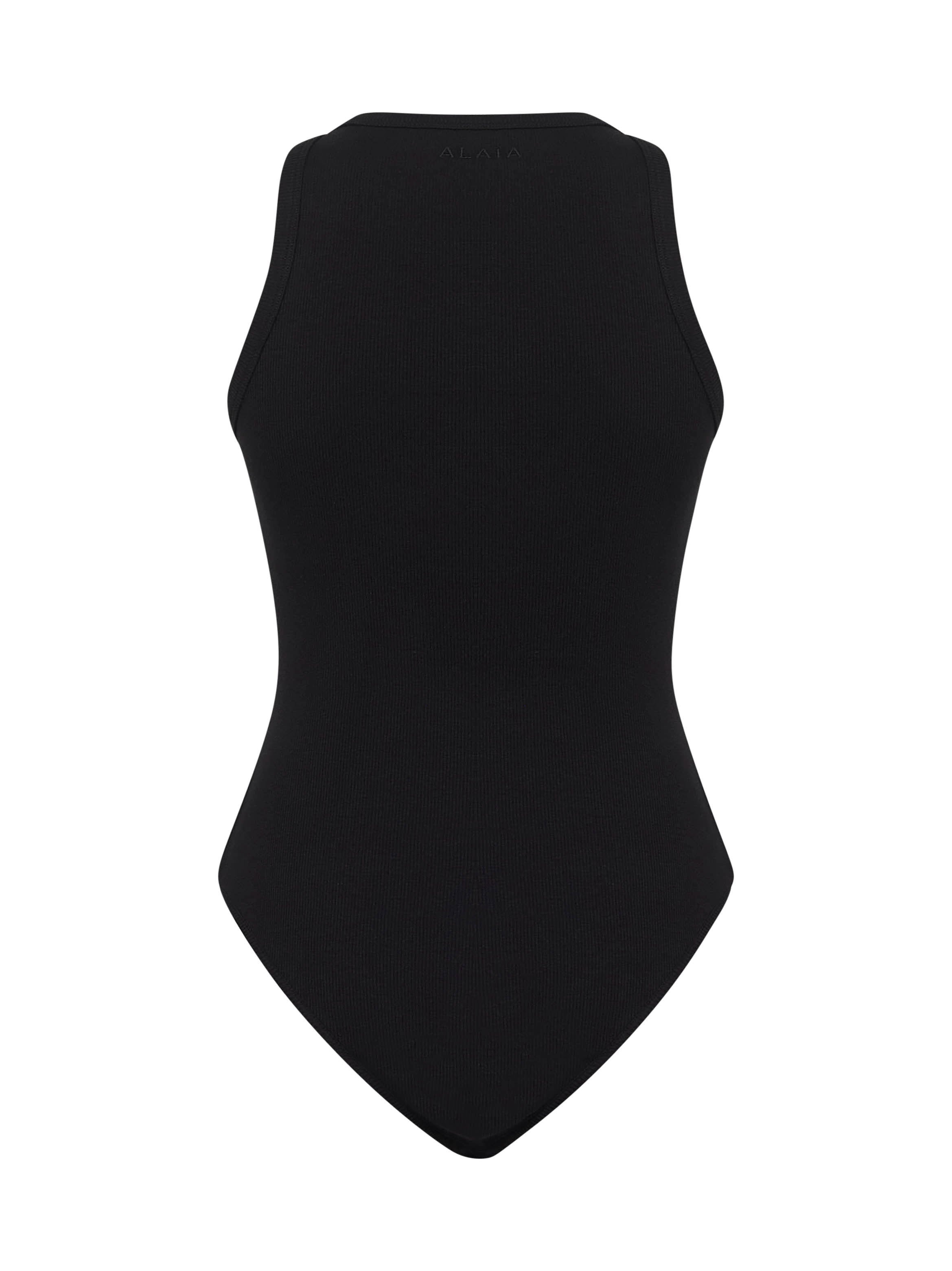 Black ribbed knit tank bodysuit - 2