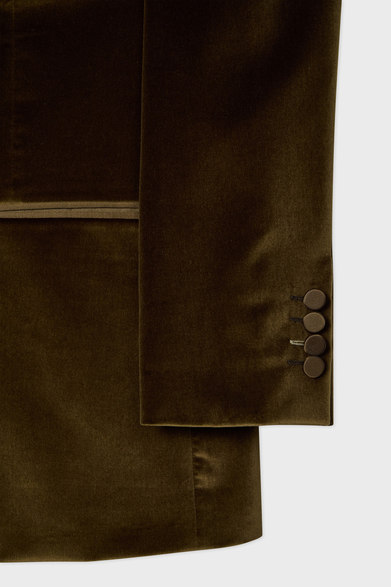 The Soho - Tailored-Fit Khaki Green Velvet Evening Blazer 3