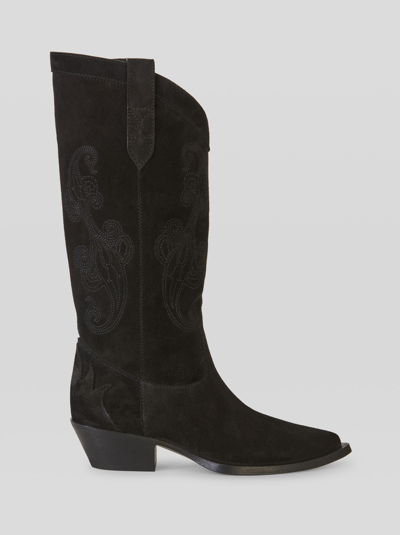 SUEDE BOOTS WITH PAISLEY EMBROIDERY 1