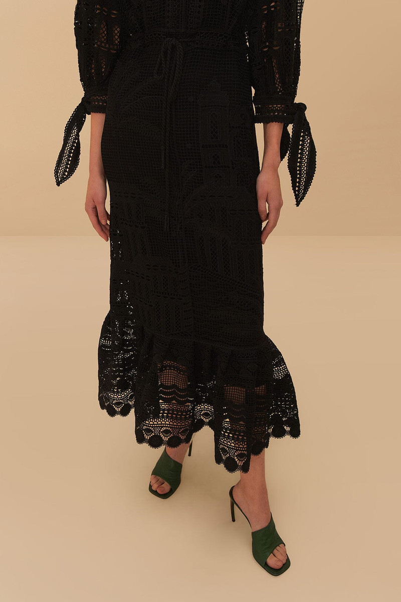 Black Morada Boa Guipure Maxi Dress 4