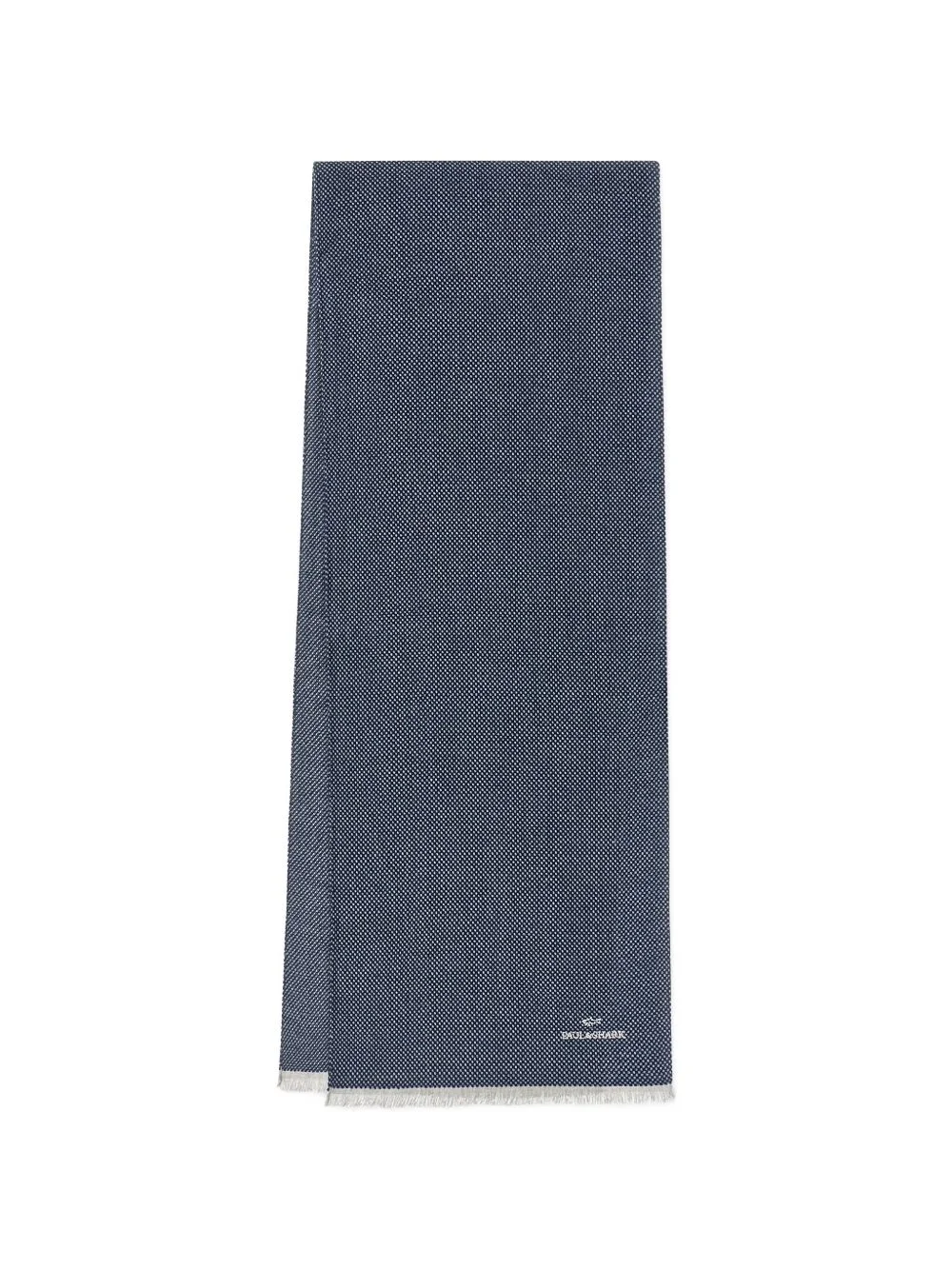 logo-embroidered fringed scarf - 1