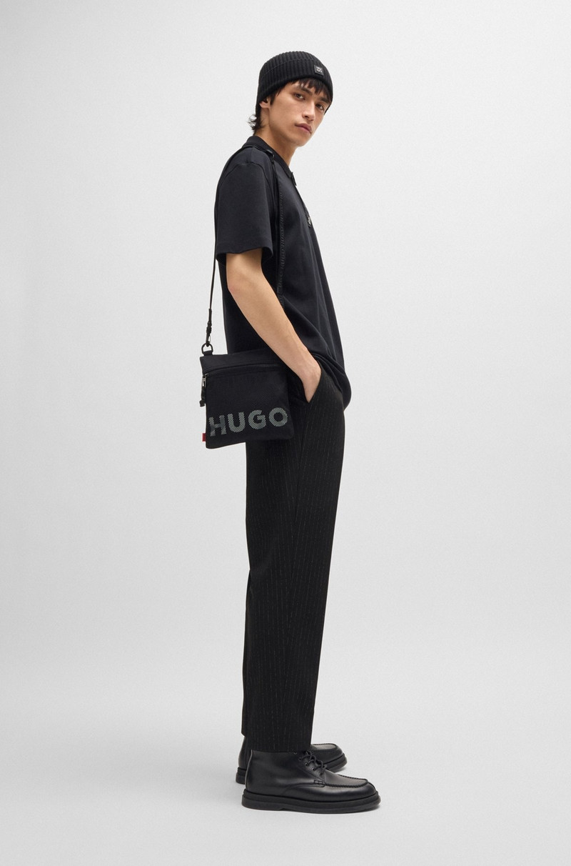 HUGO ENVELOPE BAG WITH DETACHABLE STRAP AND MESH-COVERED LOGO outlook