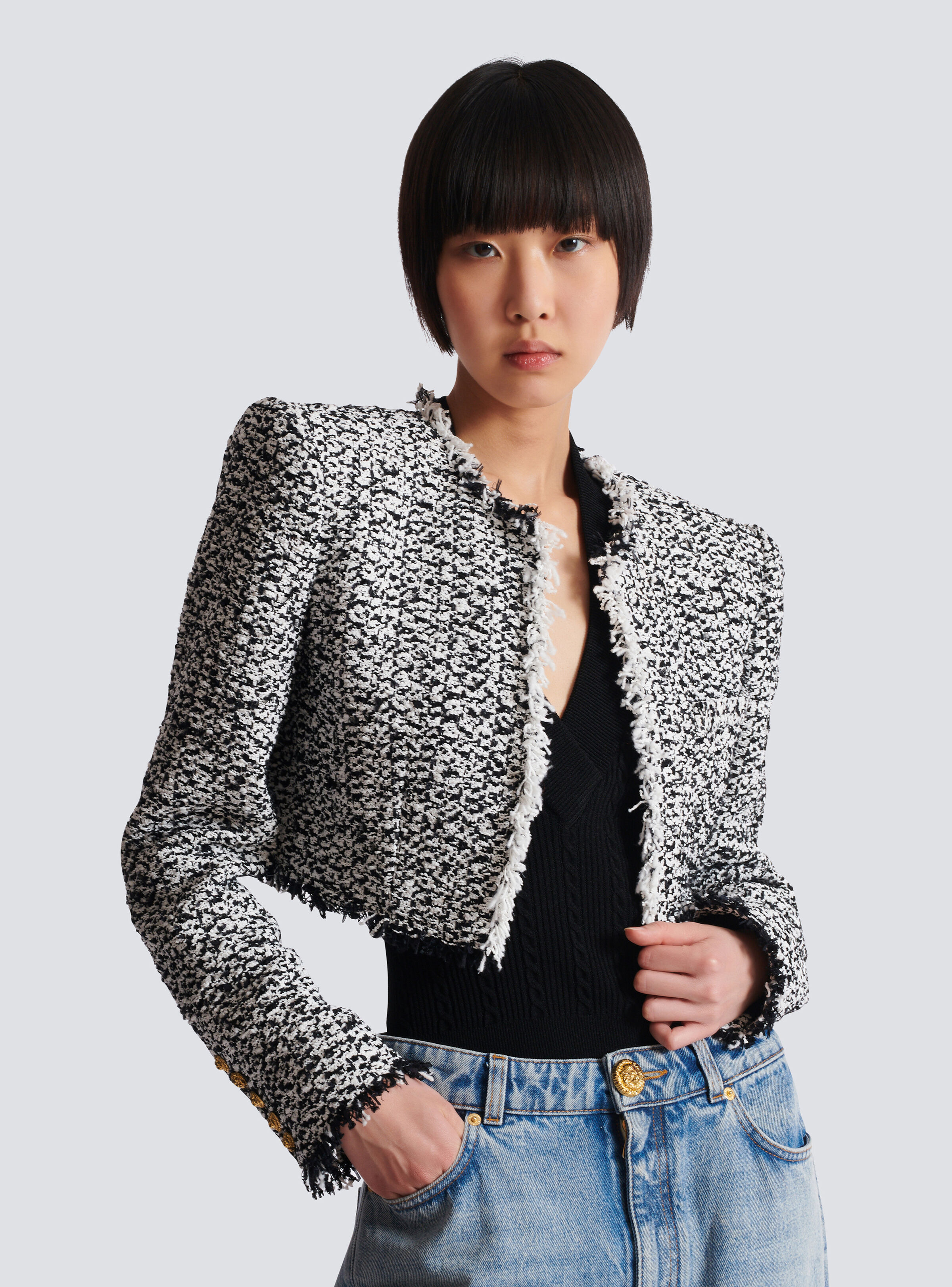 Cropped tweed jacket - 6