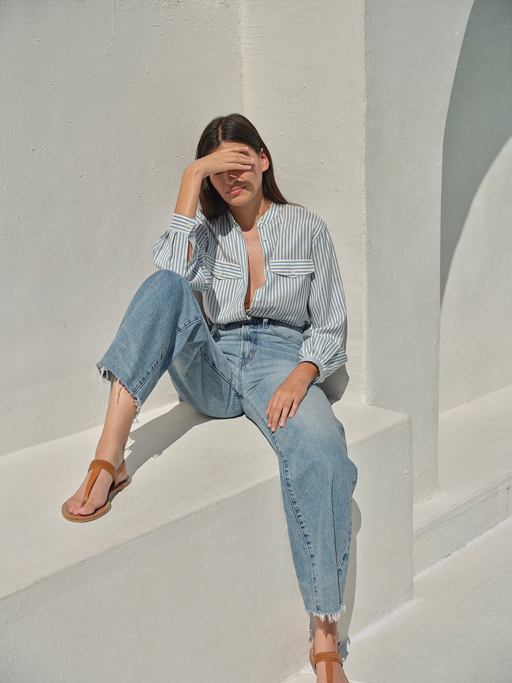 Femme Pocket Shirt in Sky Blue Multi - 2