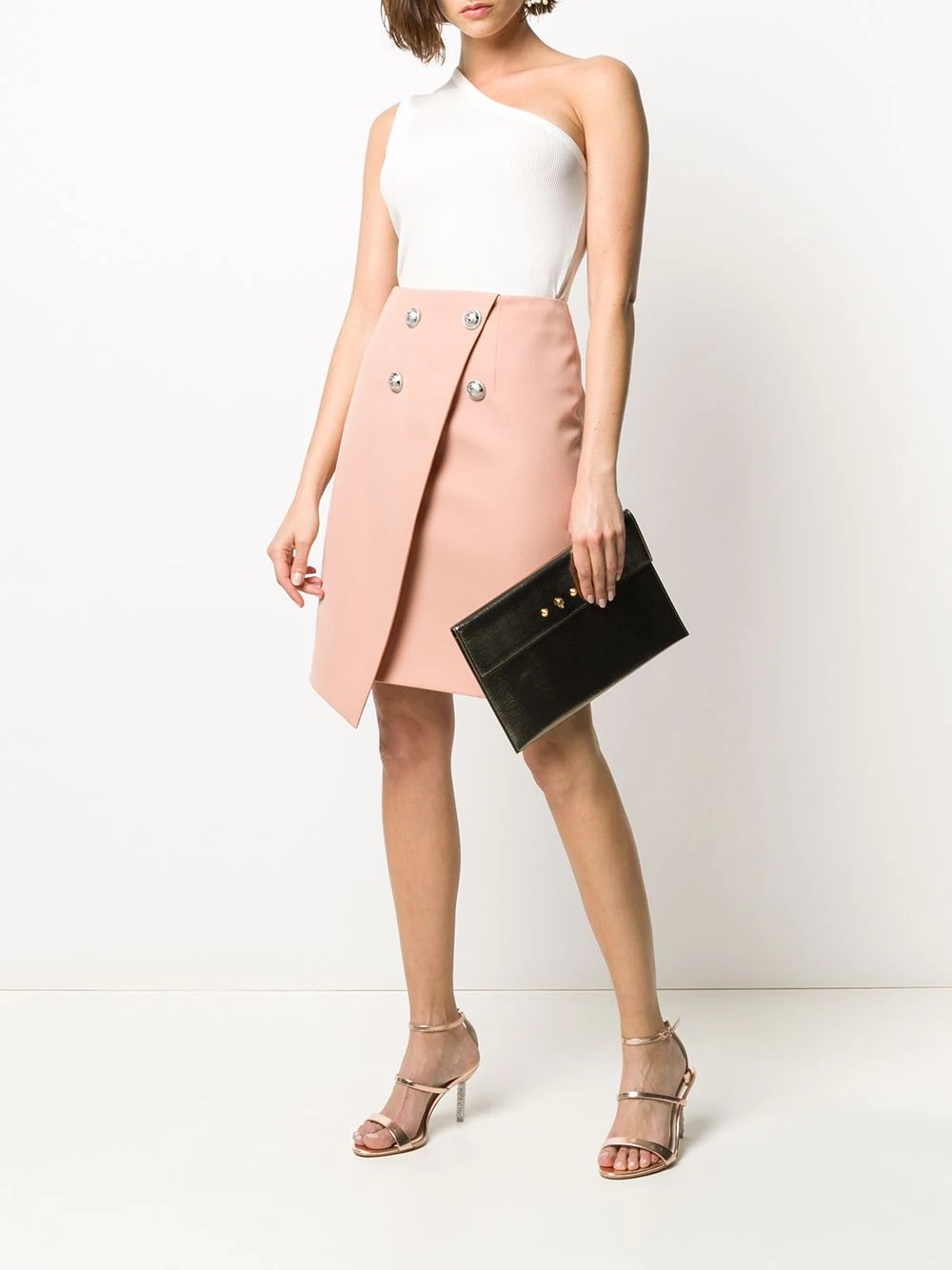 stud-embellished asymmetric skirt - 2