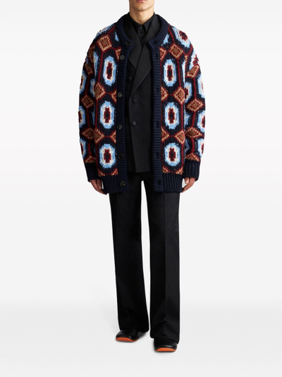 Etro patterned-jacquard wool blend cardigan outlook