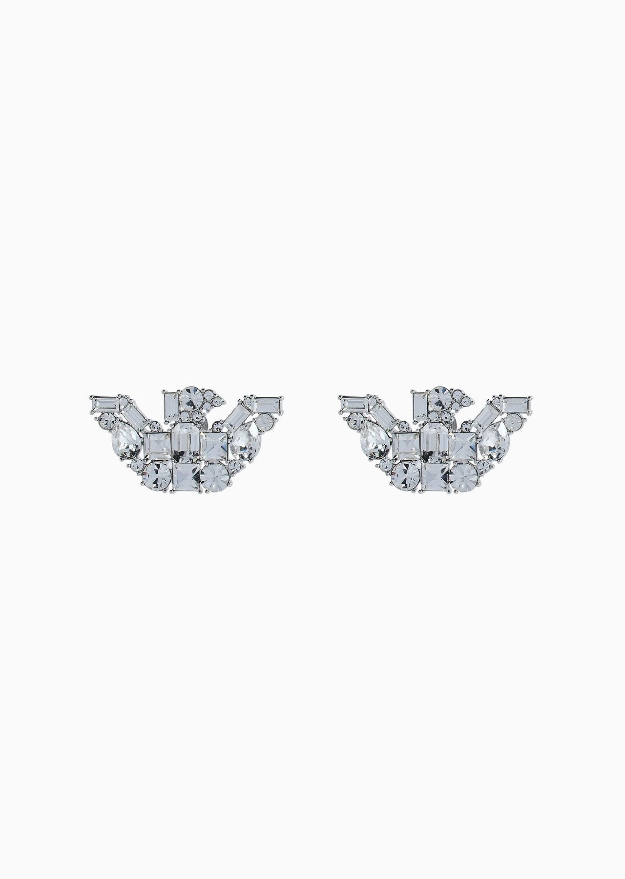 Silver-Tone Brass Stud Earrings - 1