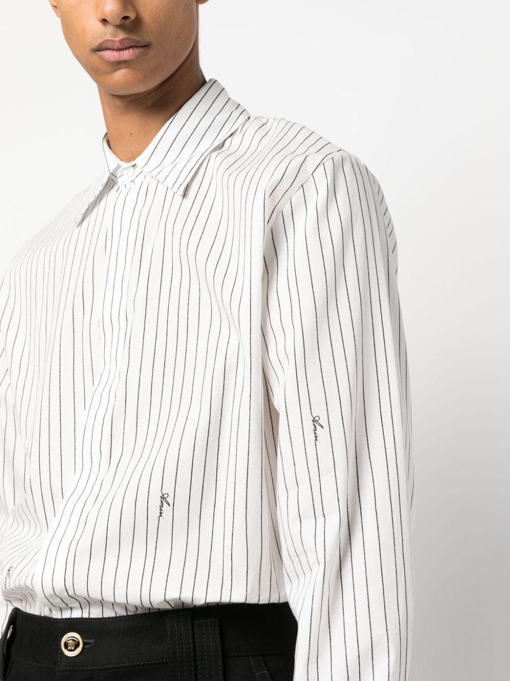 striped long-sleeve cotton shirt - 5