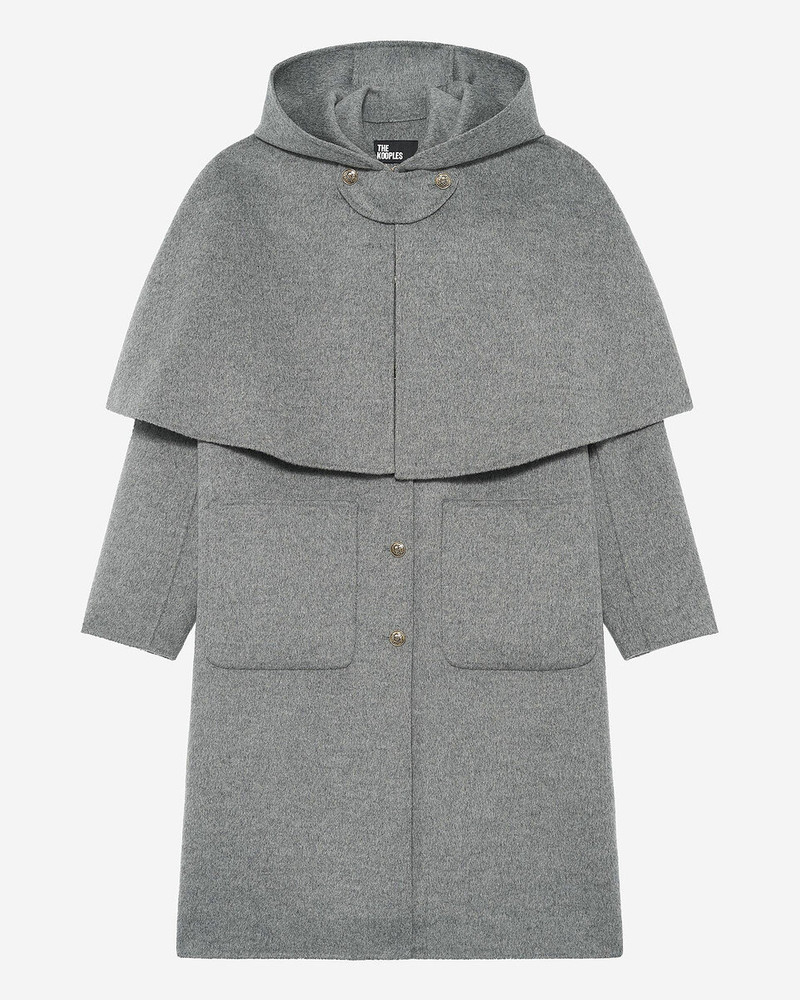 LONG DOUBLE-FACED WOOL COAT WITH GREY CAPE 1