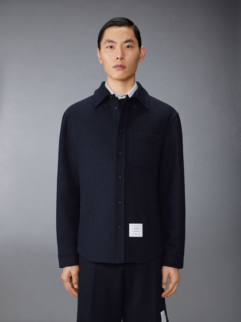 Boiled Cotton Wool Herringbone Oversized Shirt 1