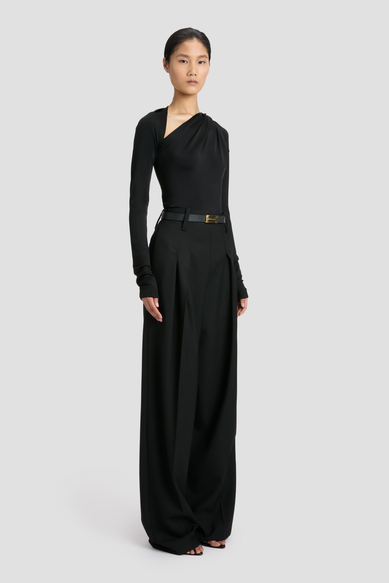 Slash Neck Jersey Top In Black - 4