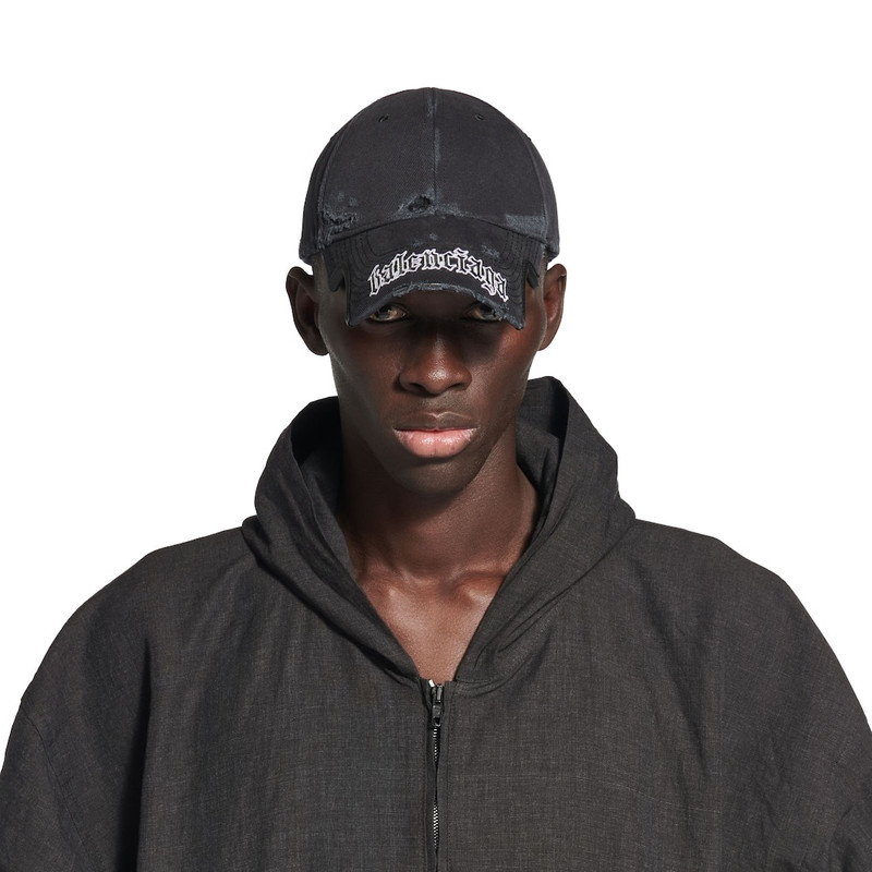 Blackletter Script Cap in Black Faded 5