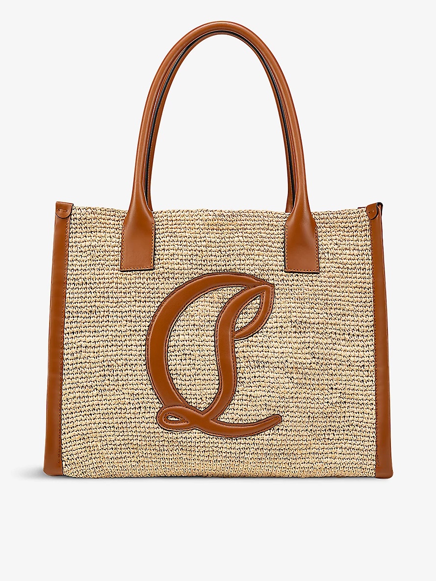 By My Side mini raffia and leather large tote bag - 1