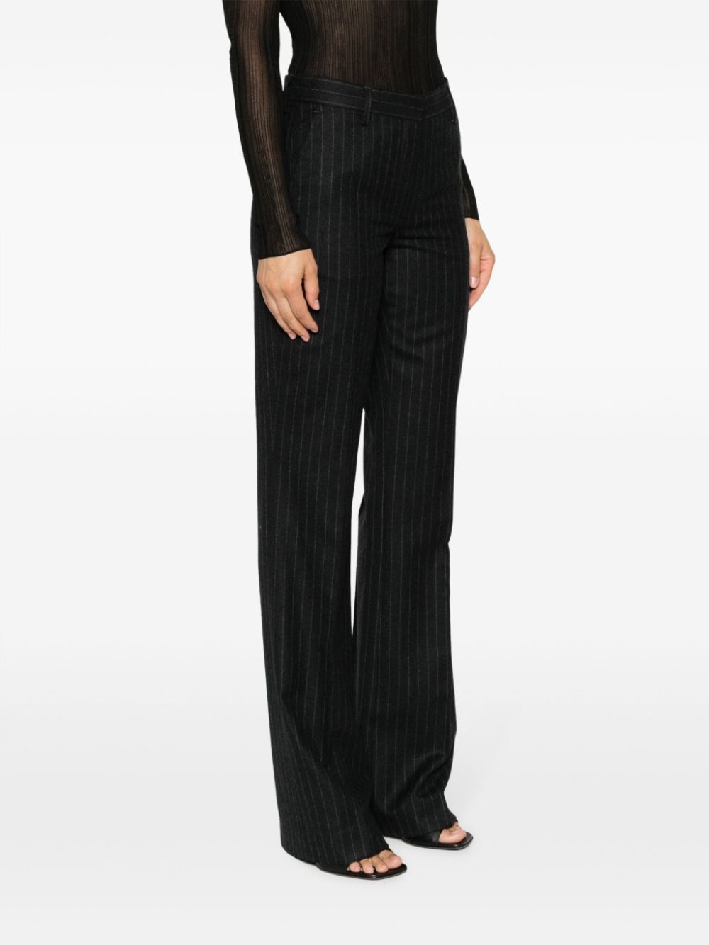 Dries Van Noten Women Pinstripped Wool Trousers - 3