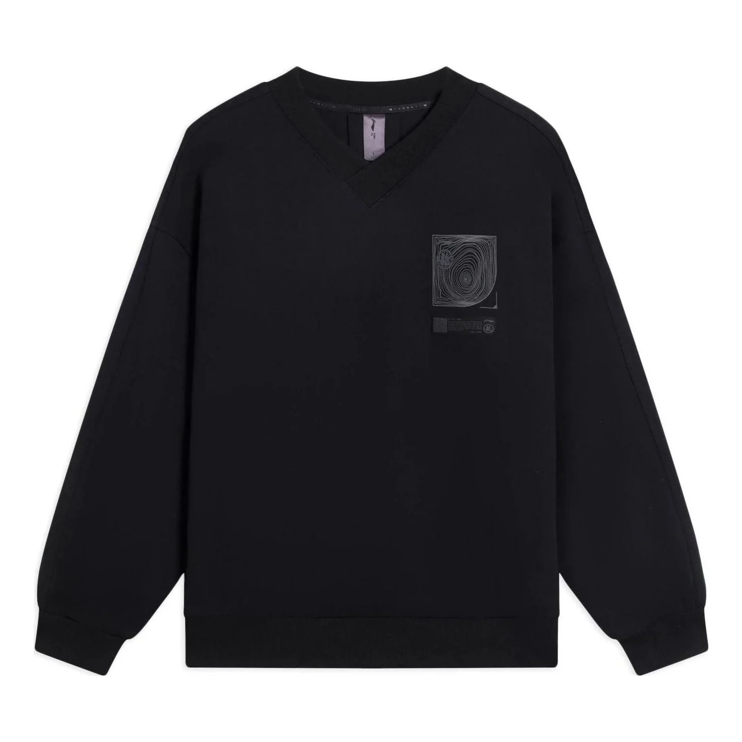 Li-Ning x Jackie Chan Kung Fu Graphic V Neck Sweatshirt 'Black' AWDSC21-1 - 1