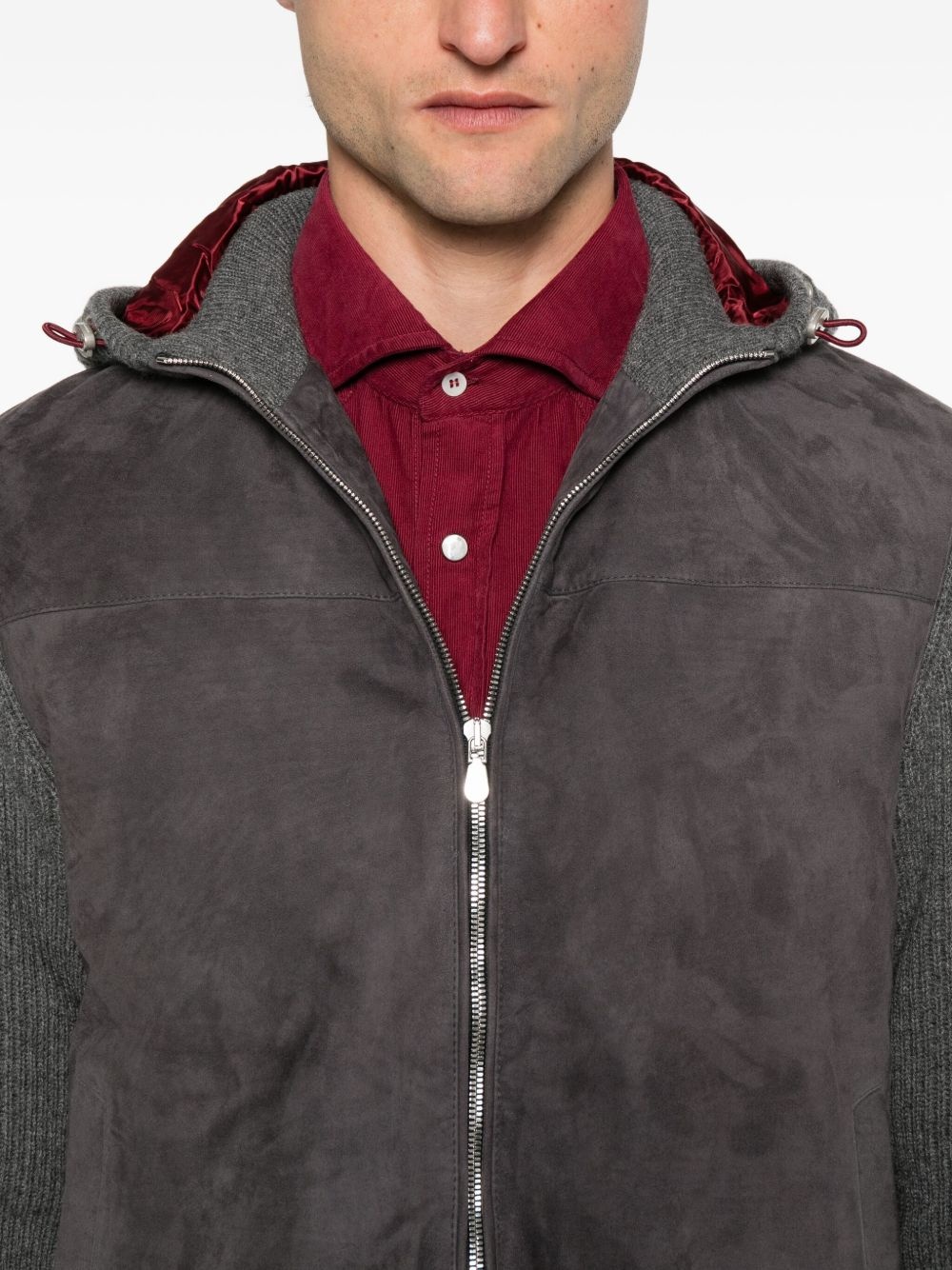 suede zip-up bomber jacket - 5