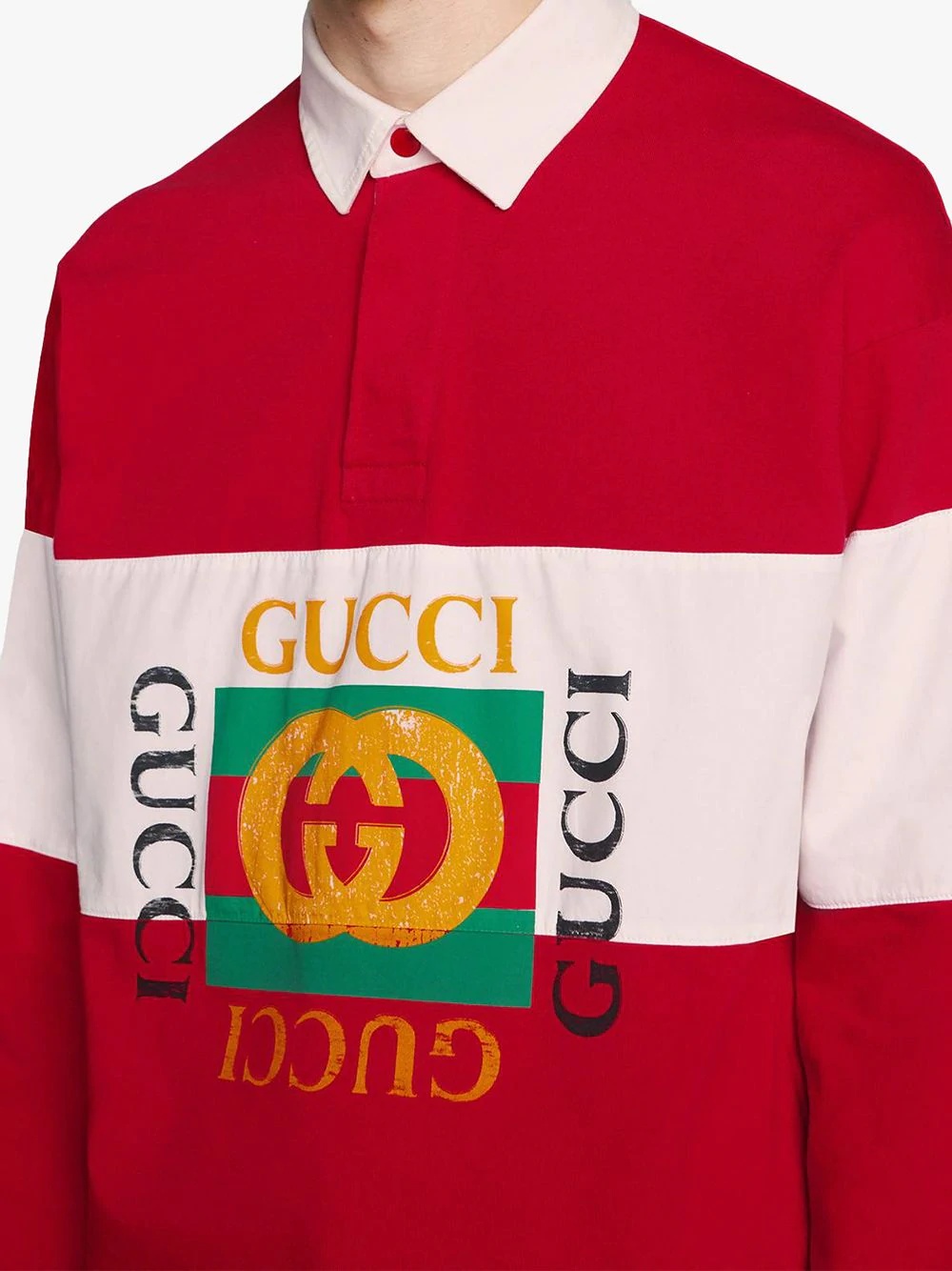 Oversize cotton polo with Gucci logo - 5