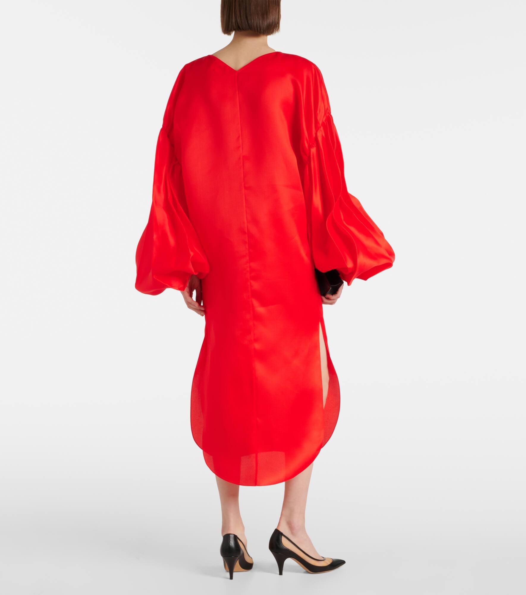 Zelma puff-sleeve silk gown - 3