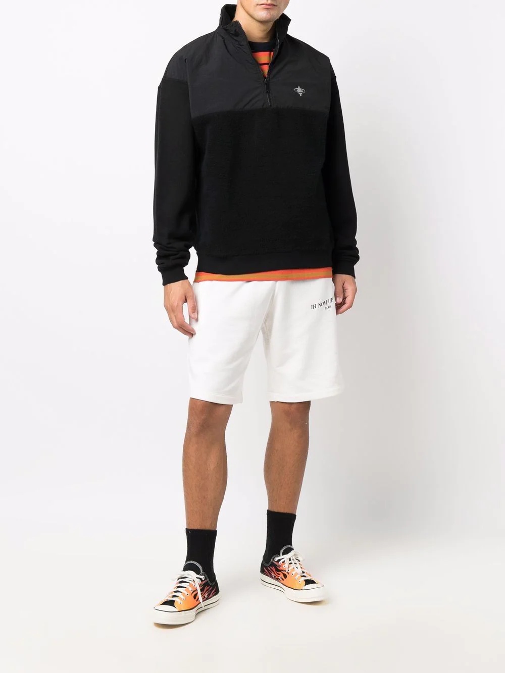 cross-motif panelled sweatshirt - 2