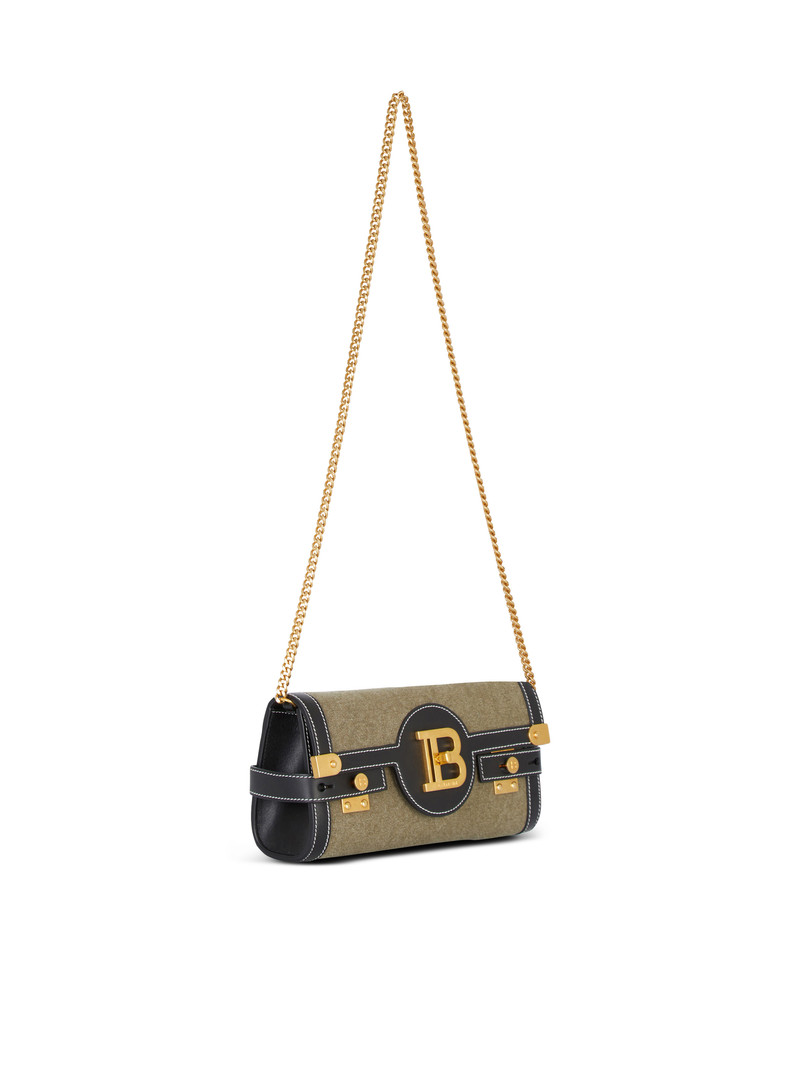 Balmain Canvas B-Buzz 23 clutch bag with leather panels outlook