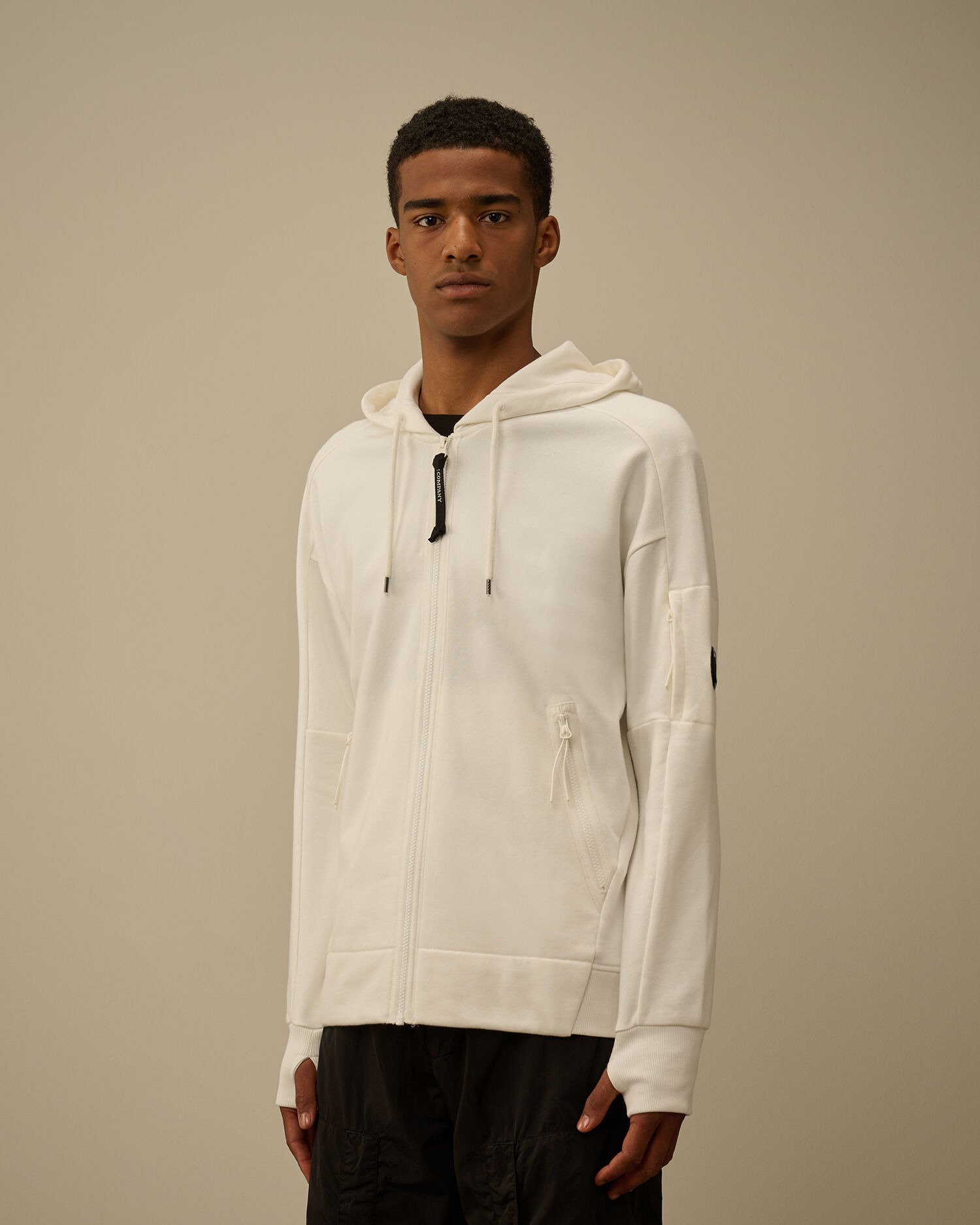 Diagonal Raised Fleece Hooded Full Zip Sweatshirt - 3