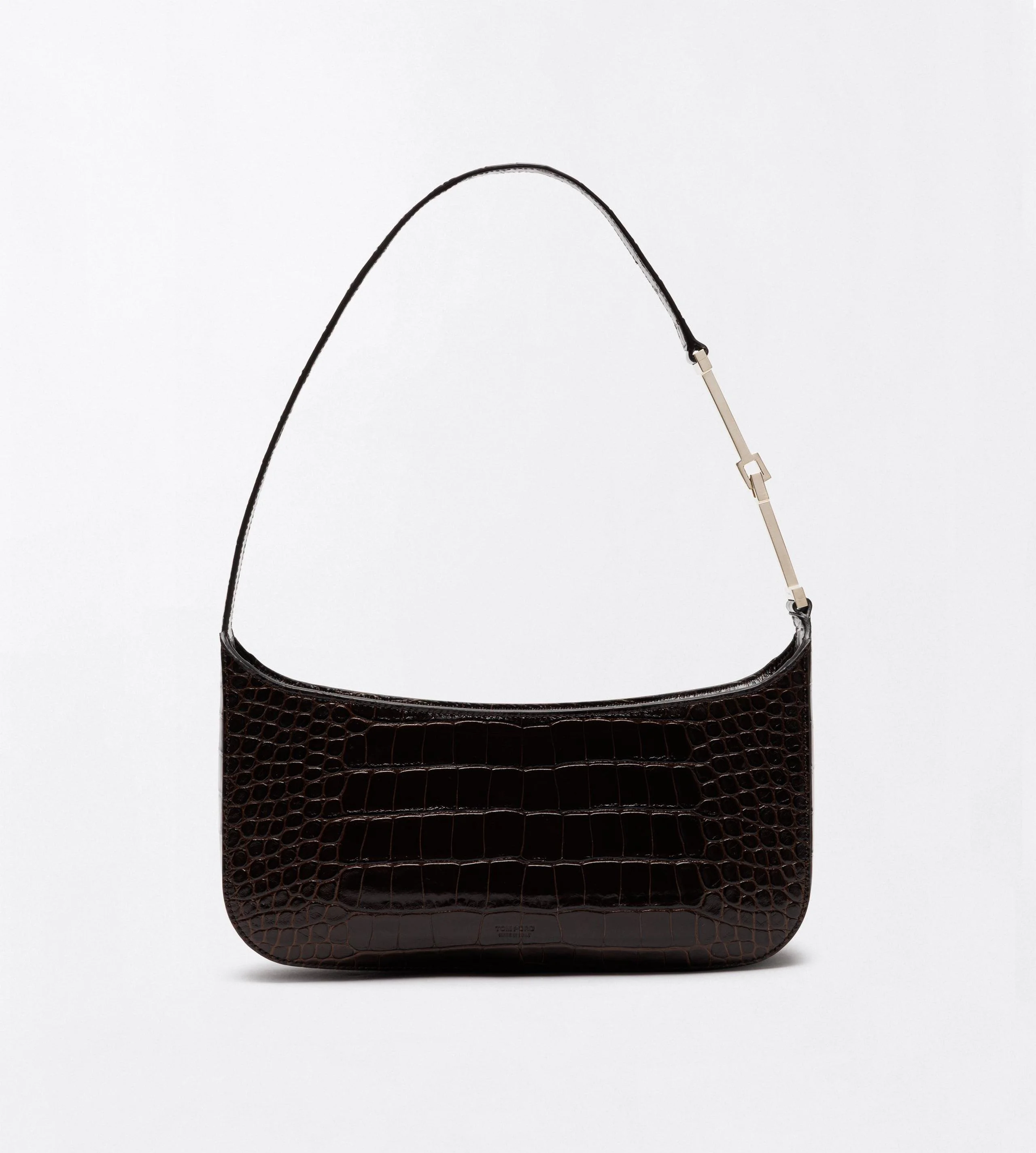 TUMBLED PRINTED CROCODILE LEATHER ARC SMALL SHOULDER BAG - 1