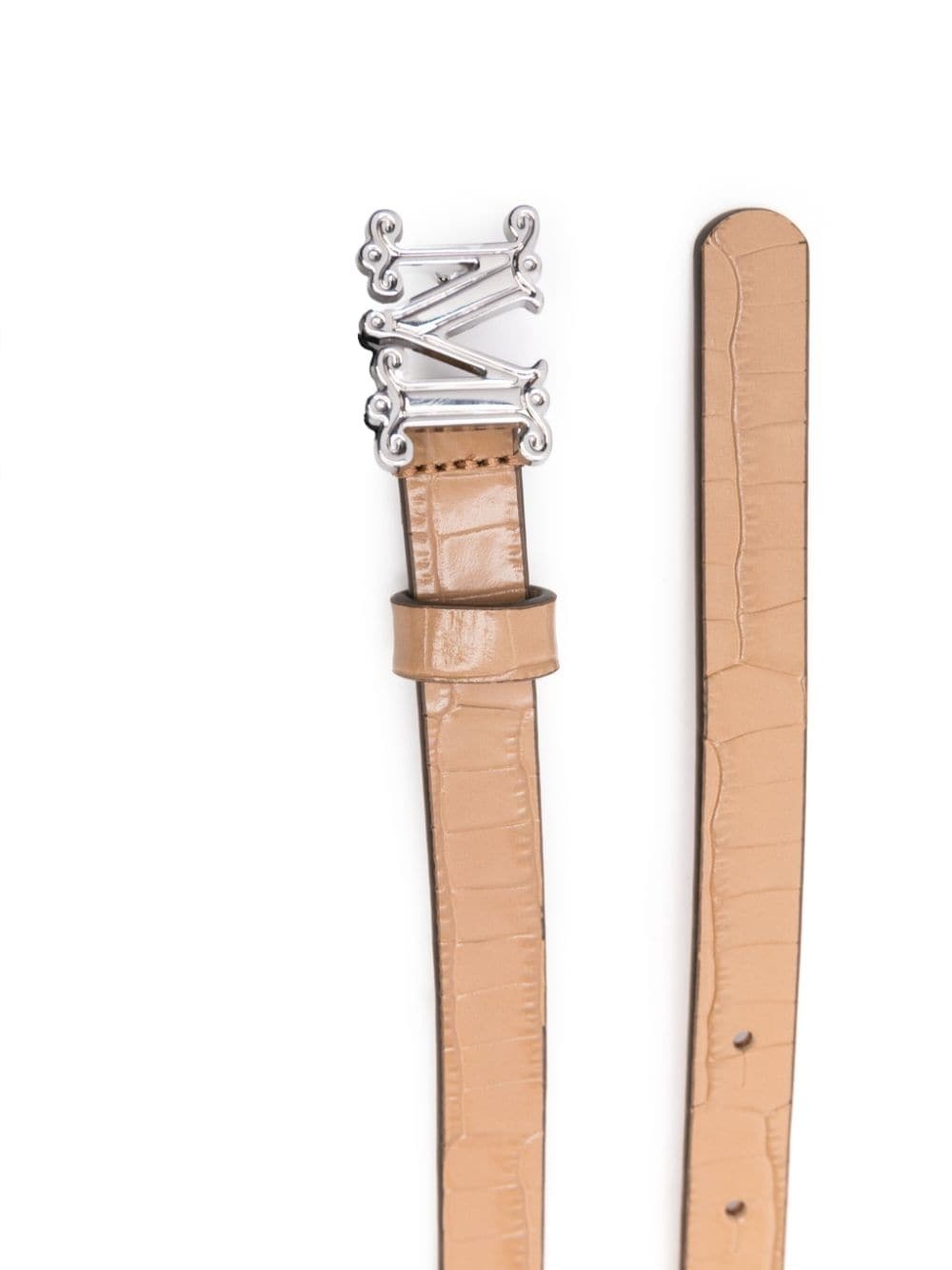 monogram-buckle leather belt - 2